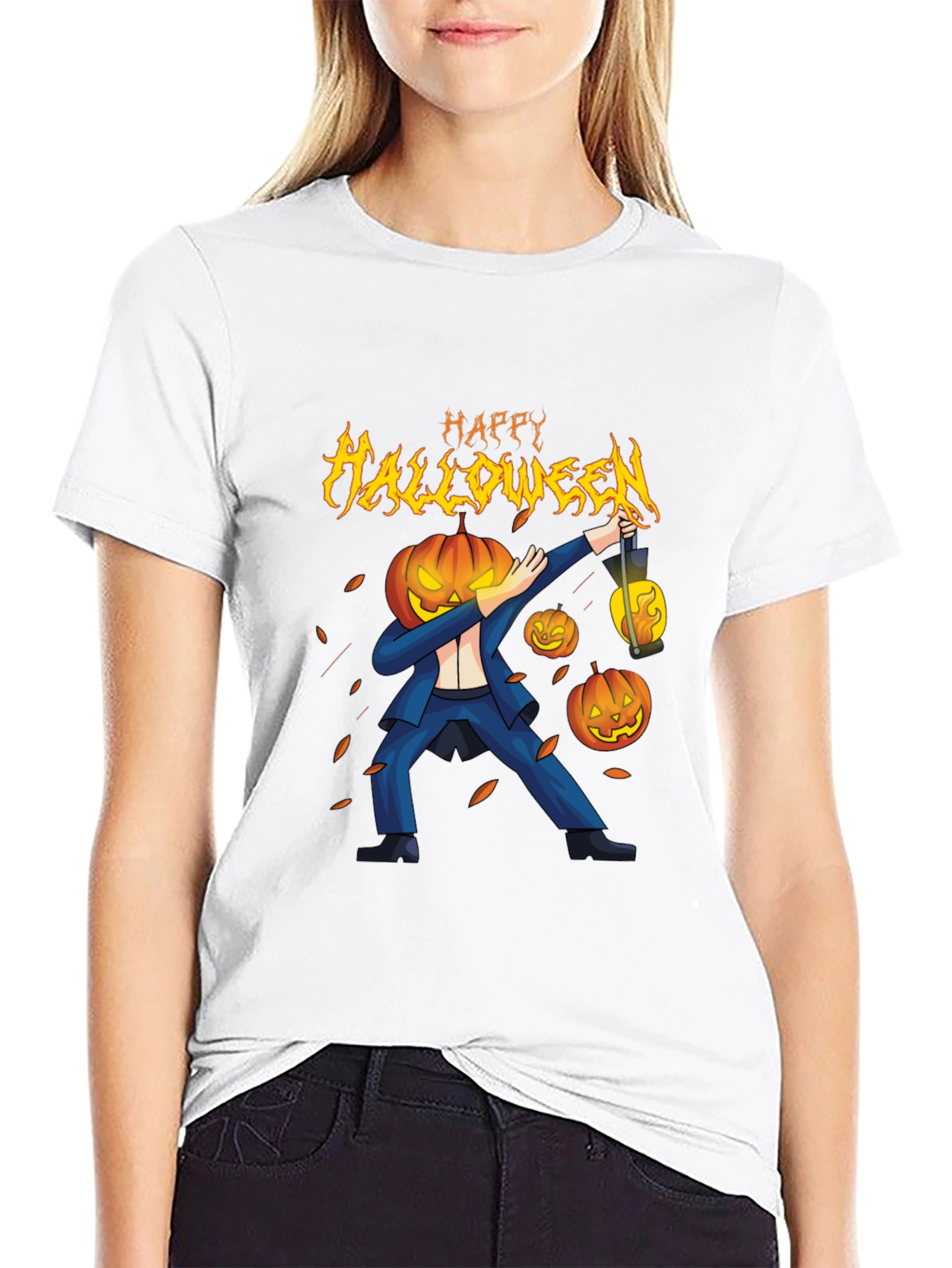 Happy Halloween Pumpkin Head Dabbing T-Shirt