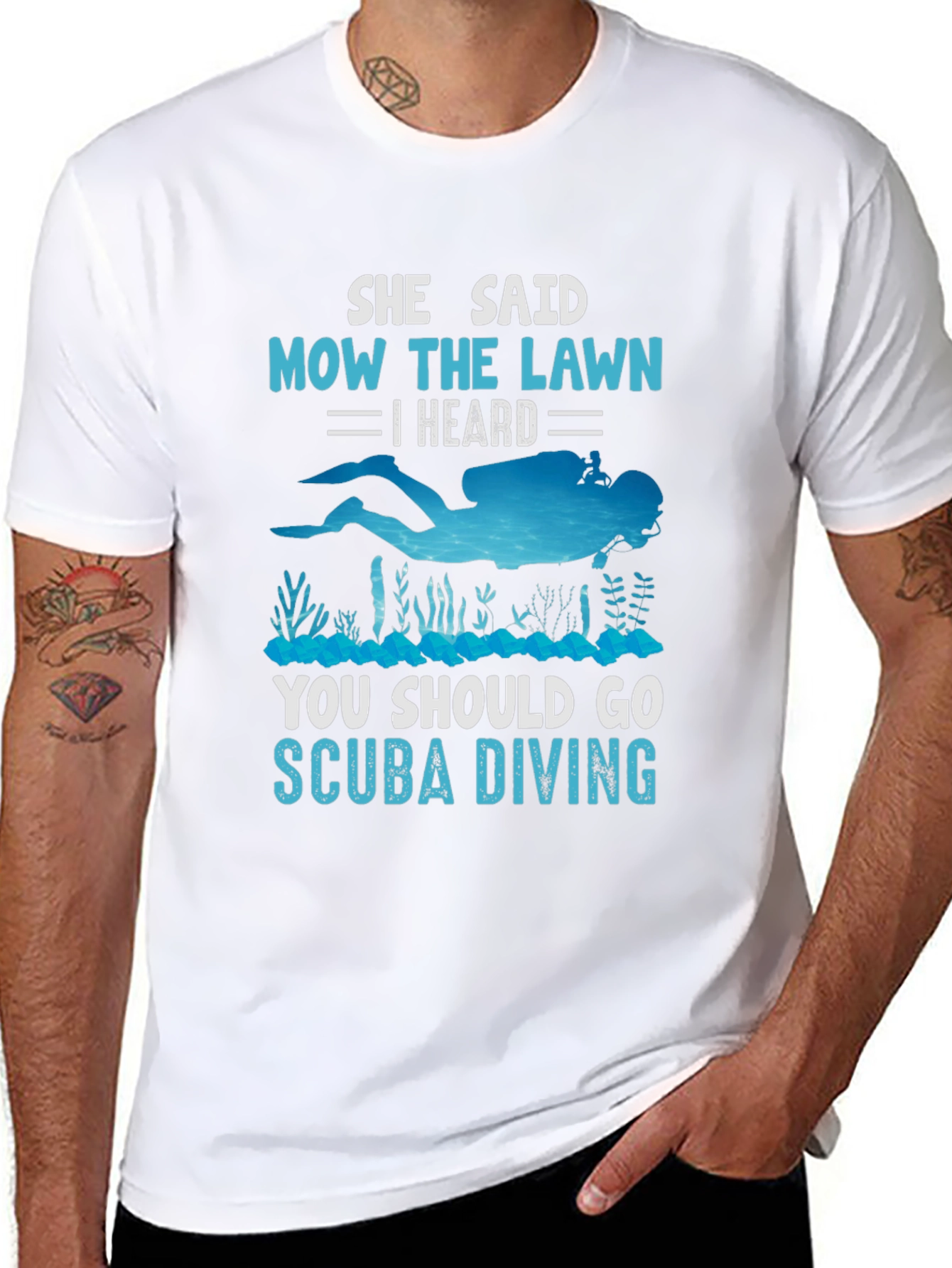 She Said Mow The Lawn Scuba Diving T-Shirt