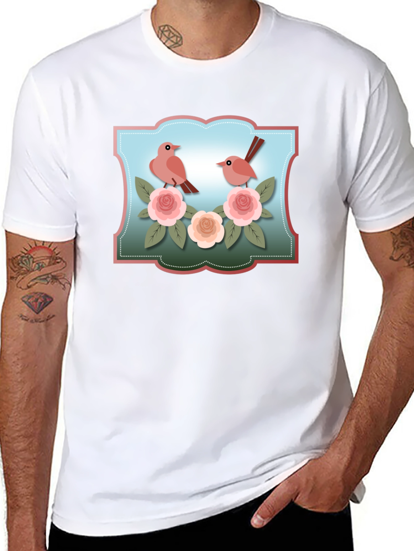 Birds & Roses Graphic T-Shirt
