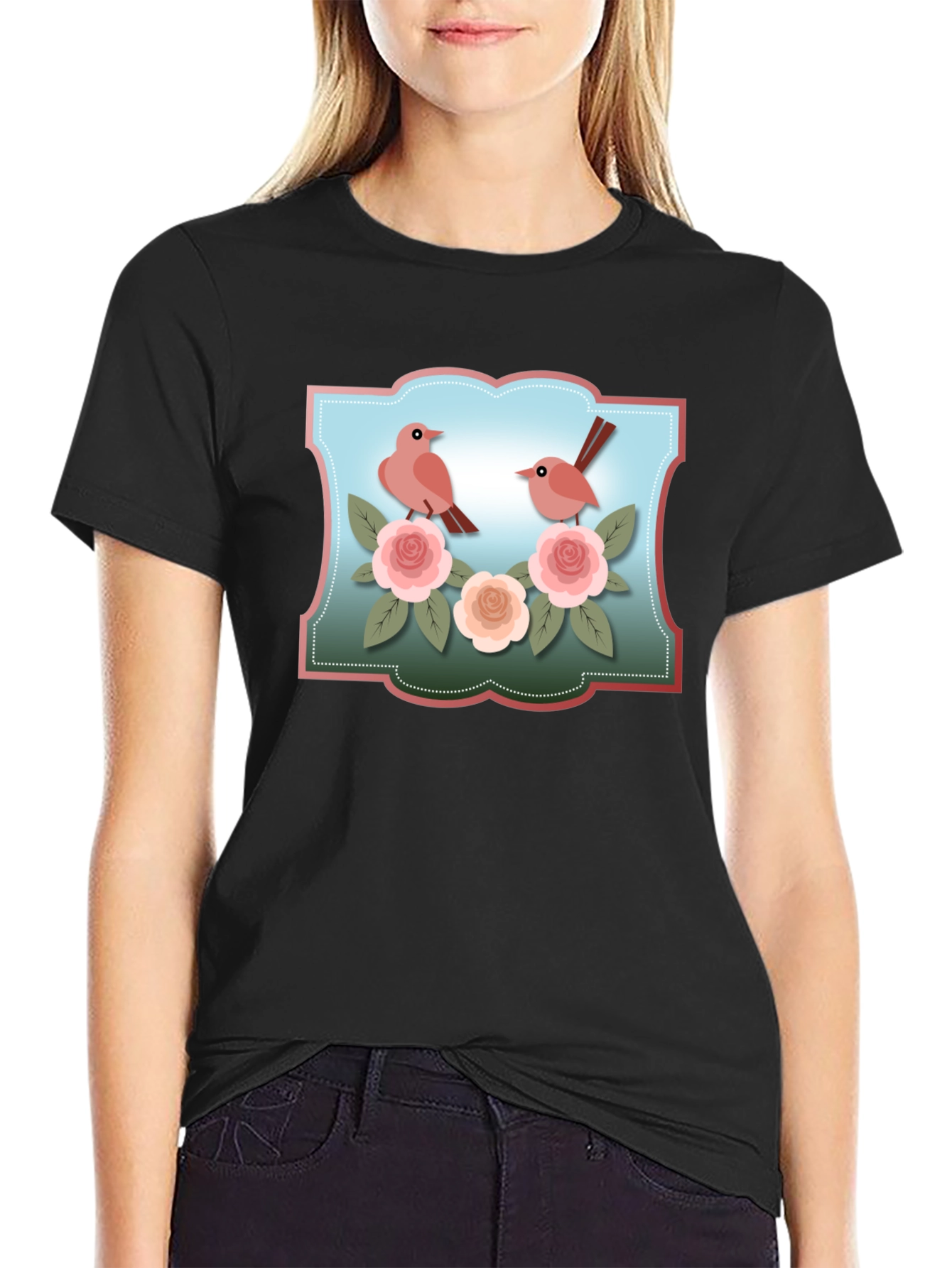 Birds & Roses Graphic T-Shirt