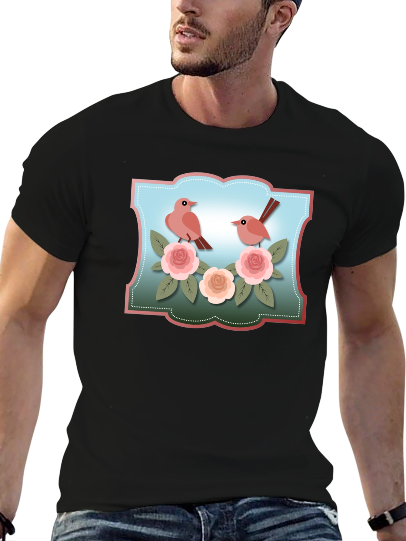 Birds & Roses Graphic T-Shirt