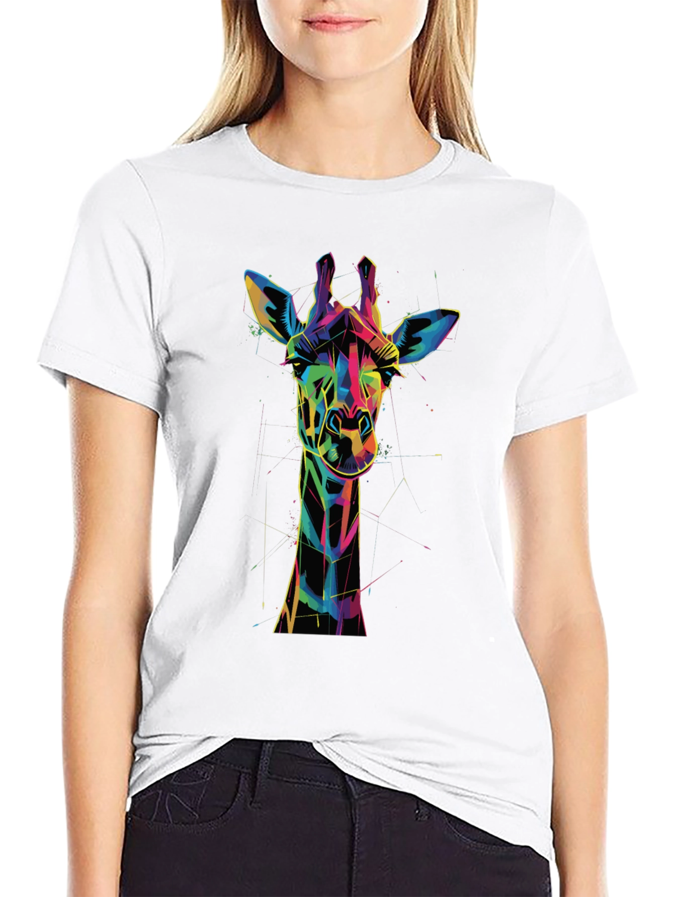 Geometric Giraffe Graphic Tee