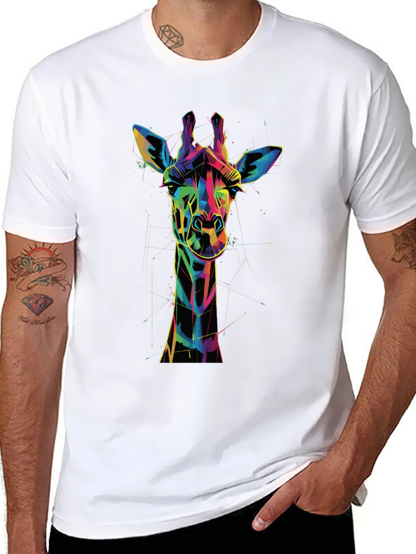 Geometric Giraffe Graphic Tee