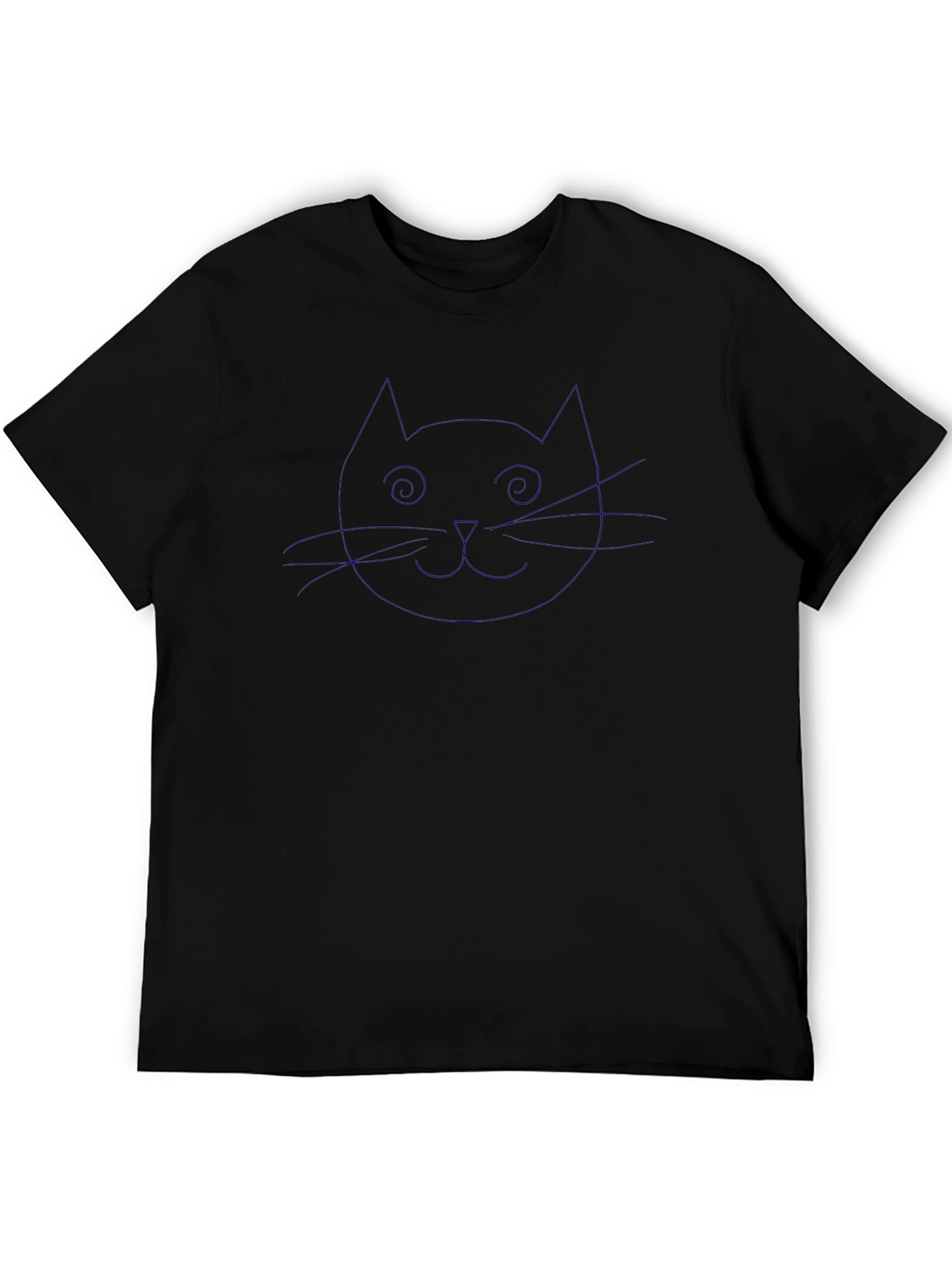 Cool Cat Outline Graphic Black T-Shirt