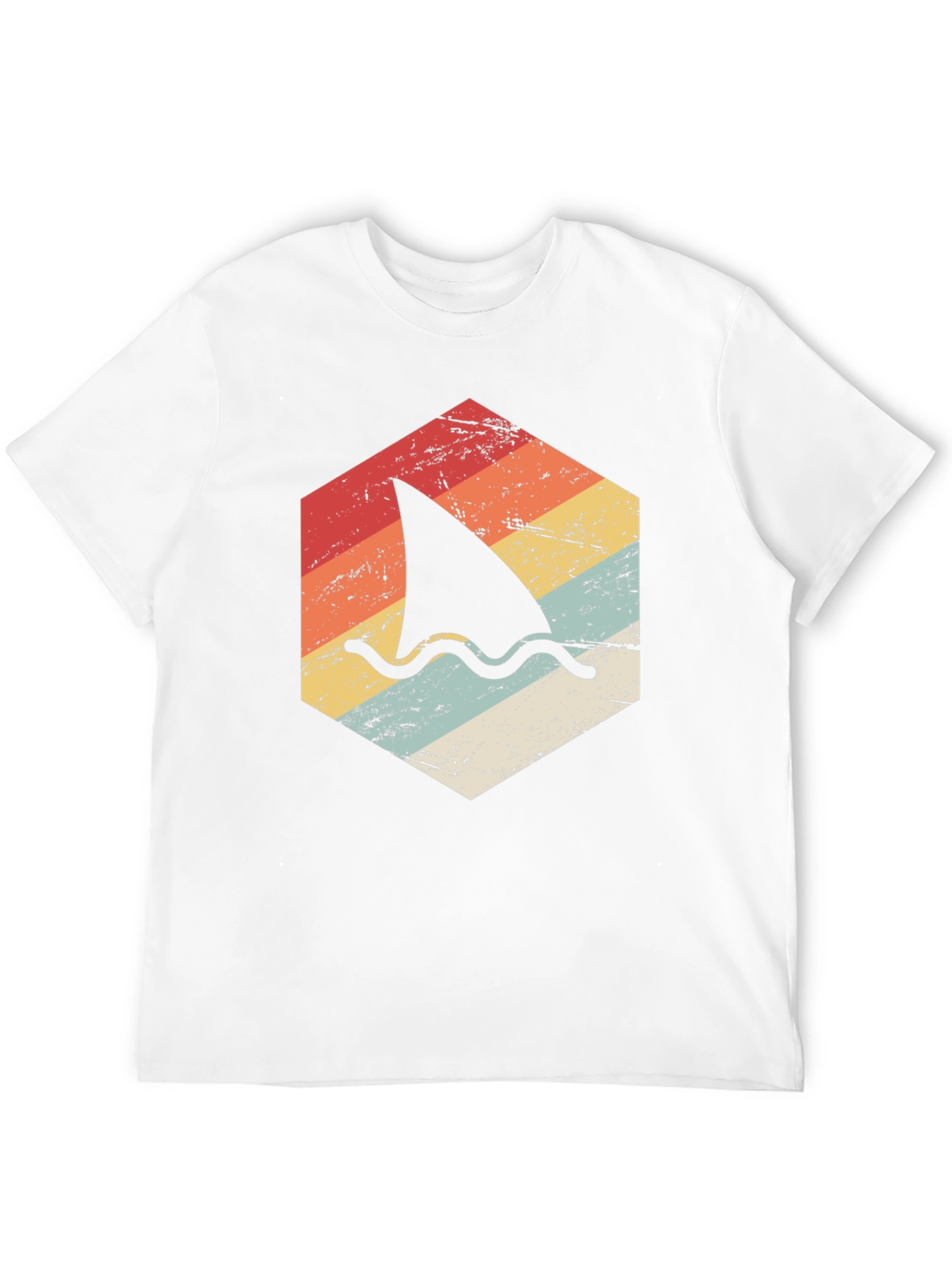 Retro Shark Fin Graphic T-Shirt - Black
