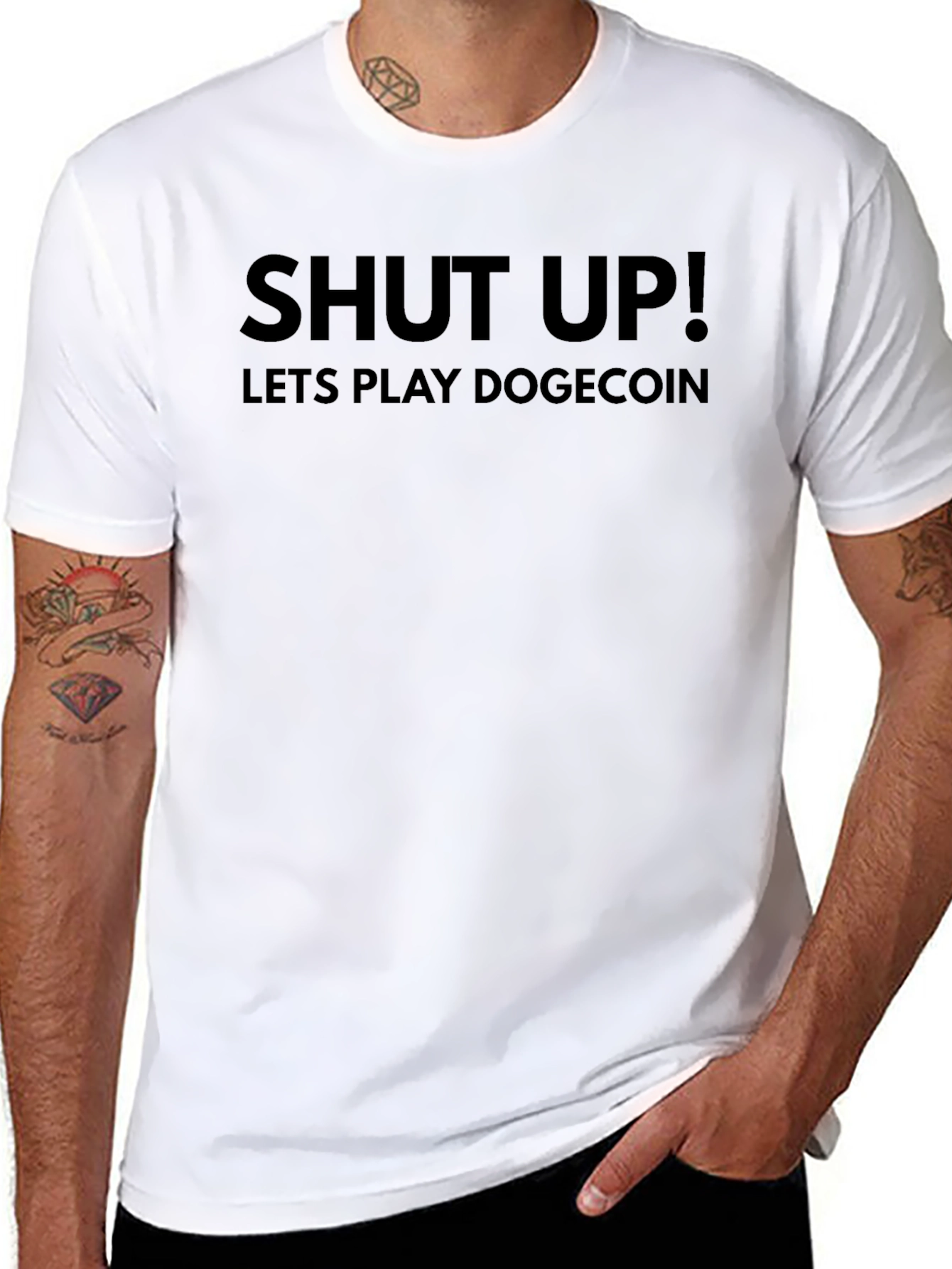 Shut Up! Lets Play Dogecoin Black T-Shirt