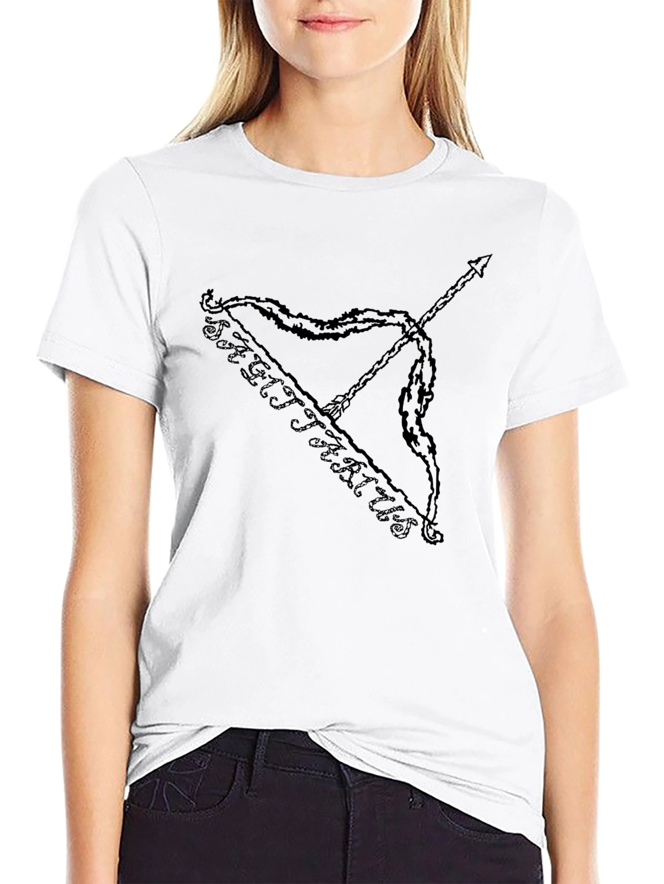 Sagittarius Bow and Arrow Black Graphic T-Shirt