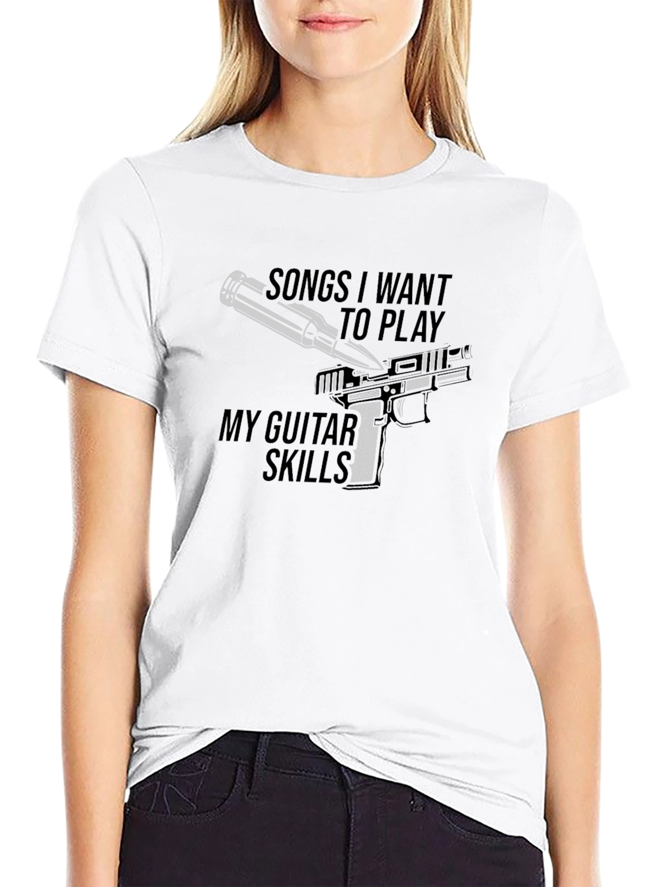 Guitar Skills Graphic Tee - Black Cotton T-Shirt