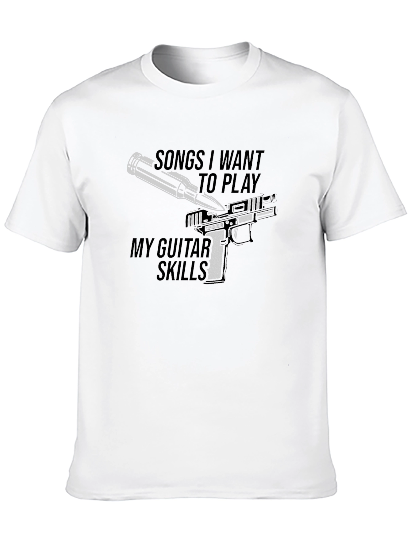 Guitar Skills Graphic Tee - Black Cotton T-Shirt