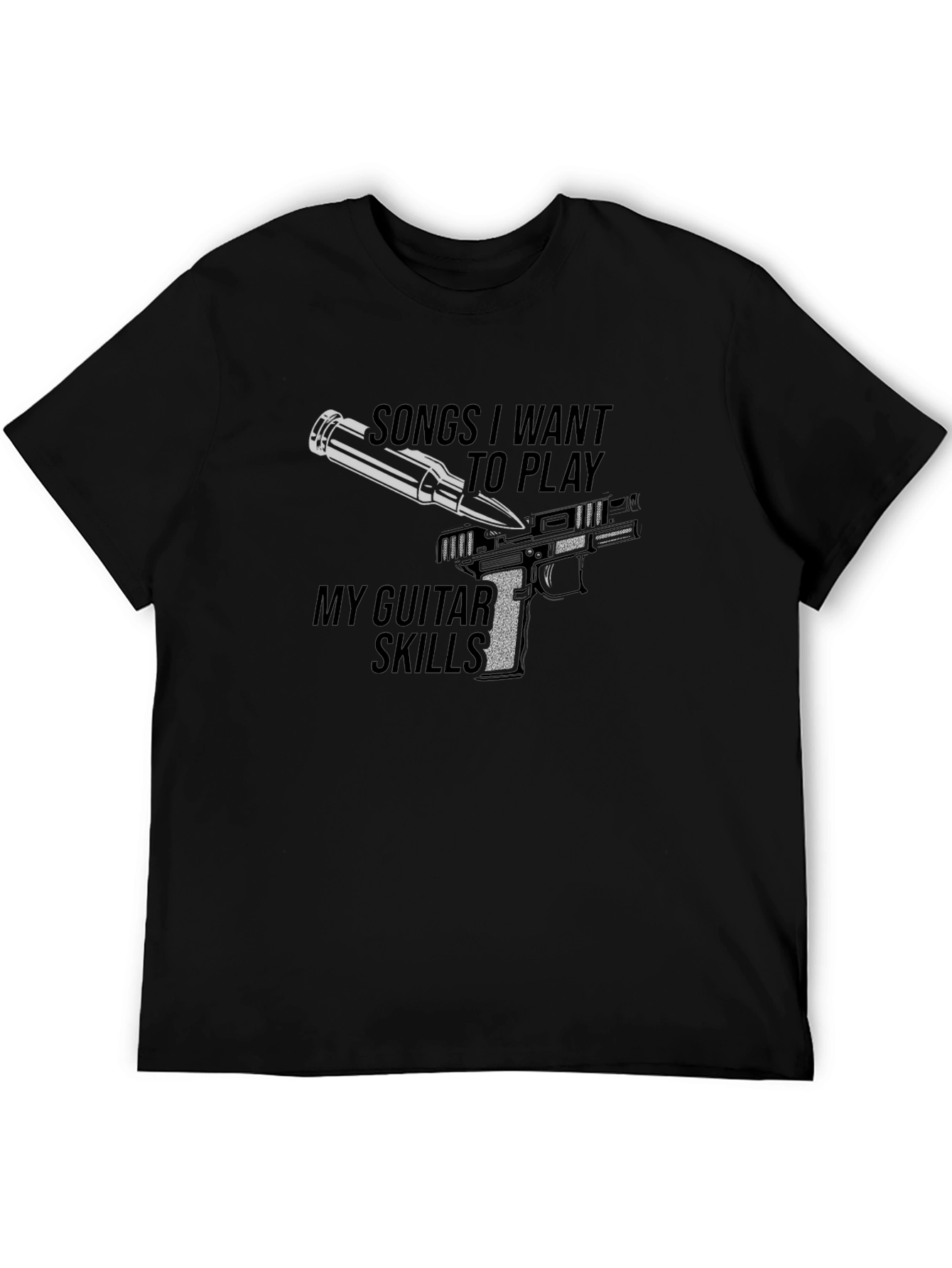 Guitar Skills Graphic Tee - Black Cotton T-Shirt