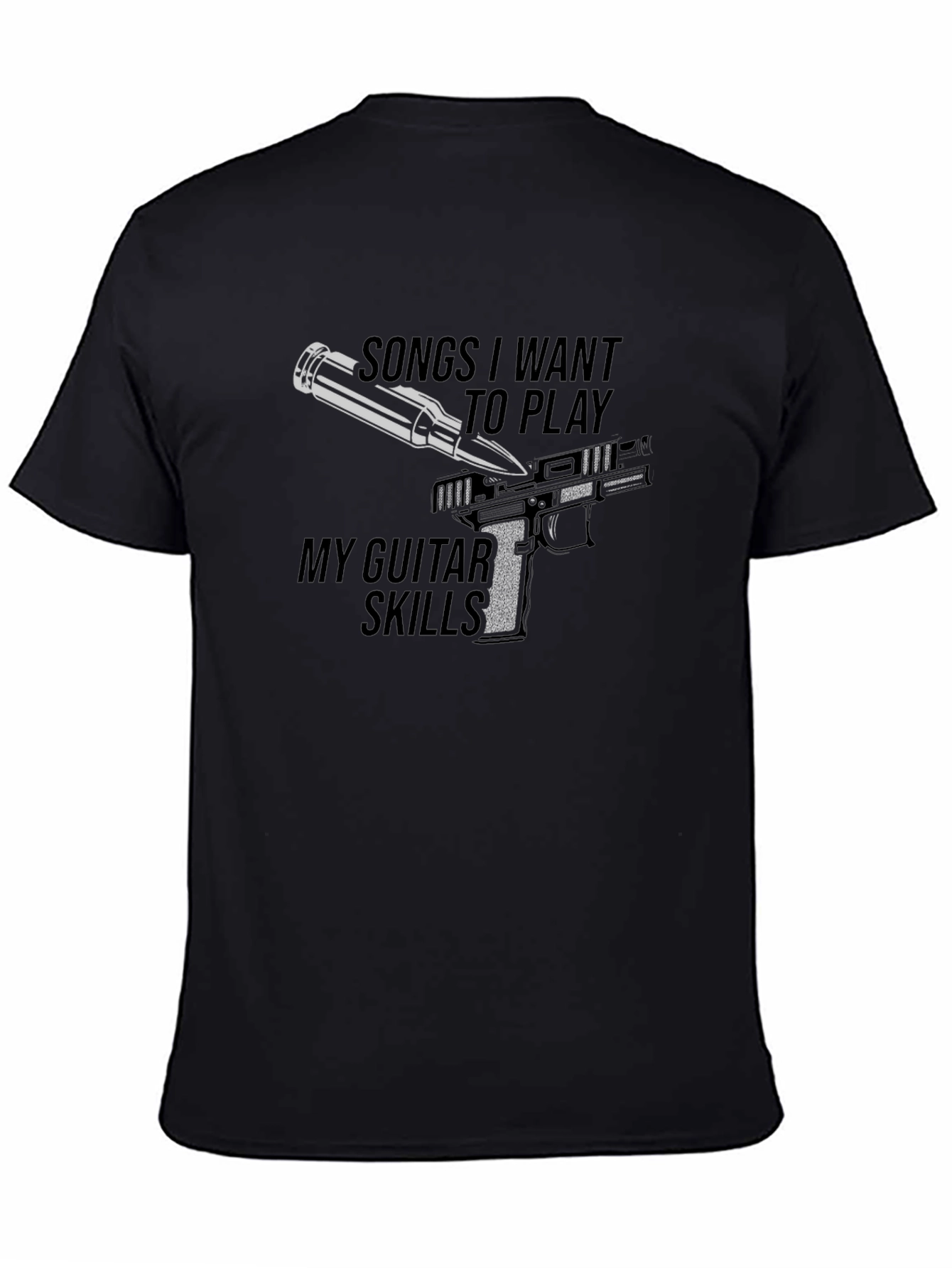 Guitar Skills Graphic Tee - Black Cotton T-Shirt