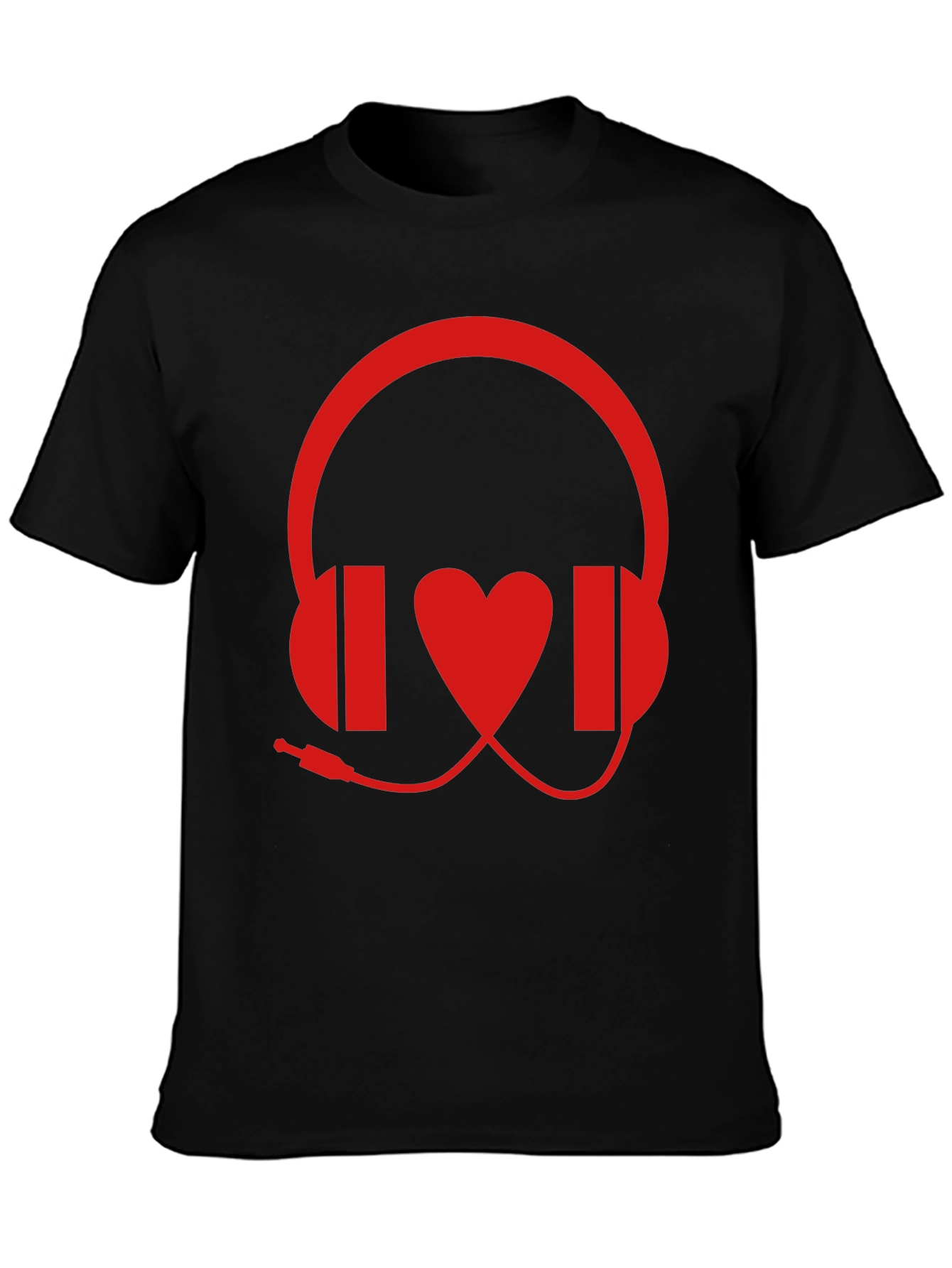 Music Lover Graphic Tee - Headphones and Heart Design