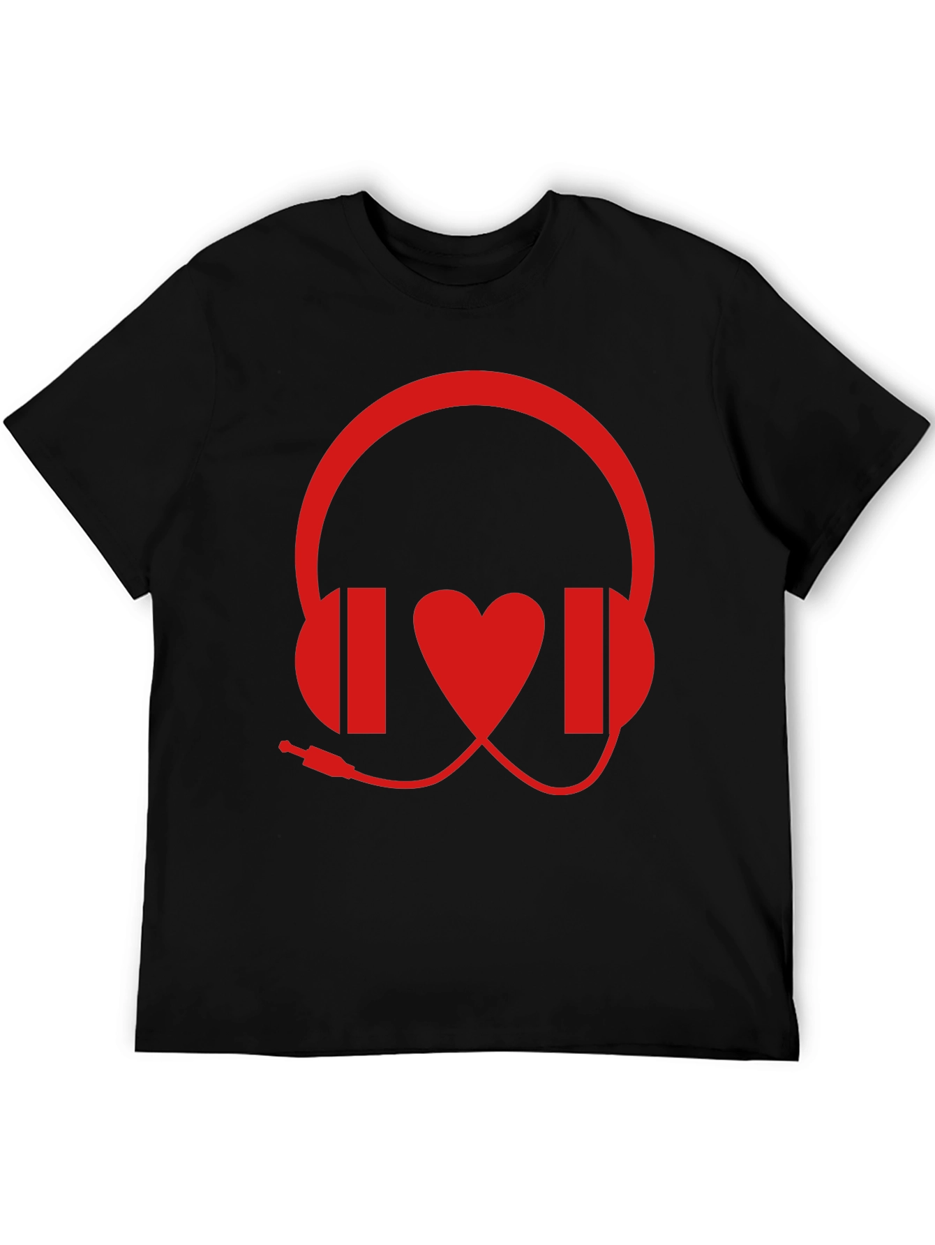 Music Lover Graphic Tee - Headphones and Heart Design
