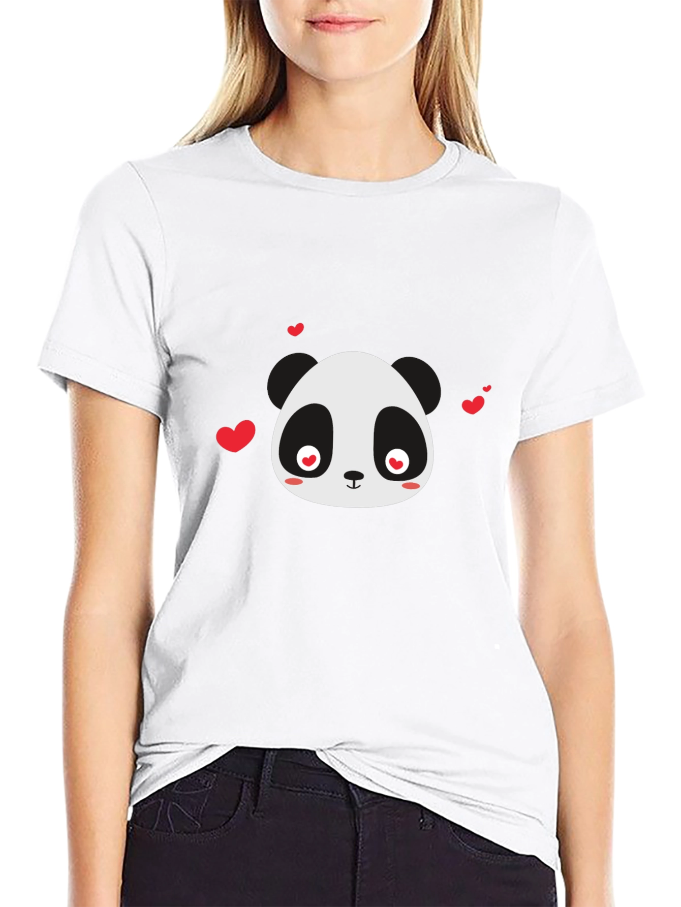 Cute Panda Love T-Shirt - Black