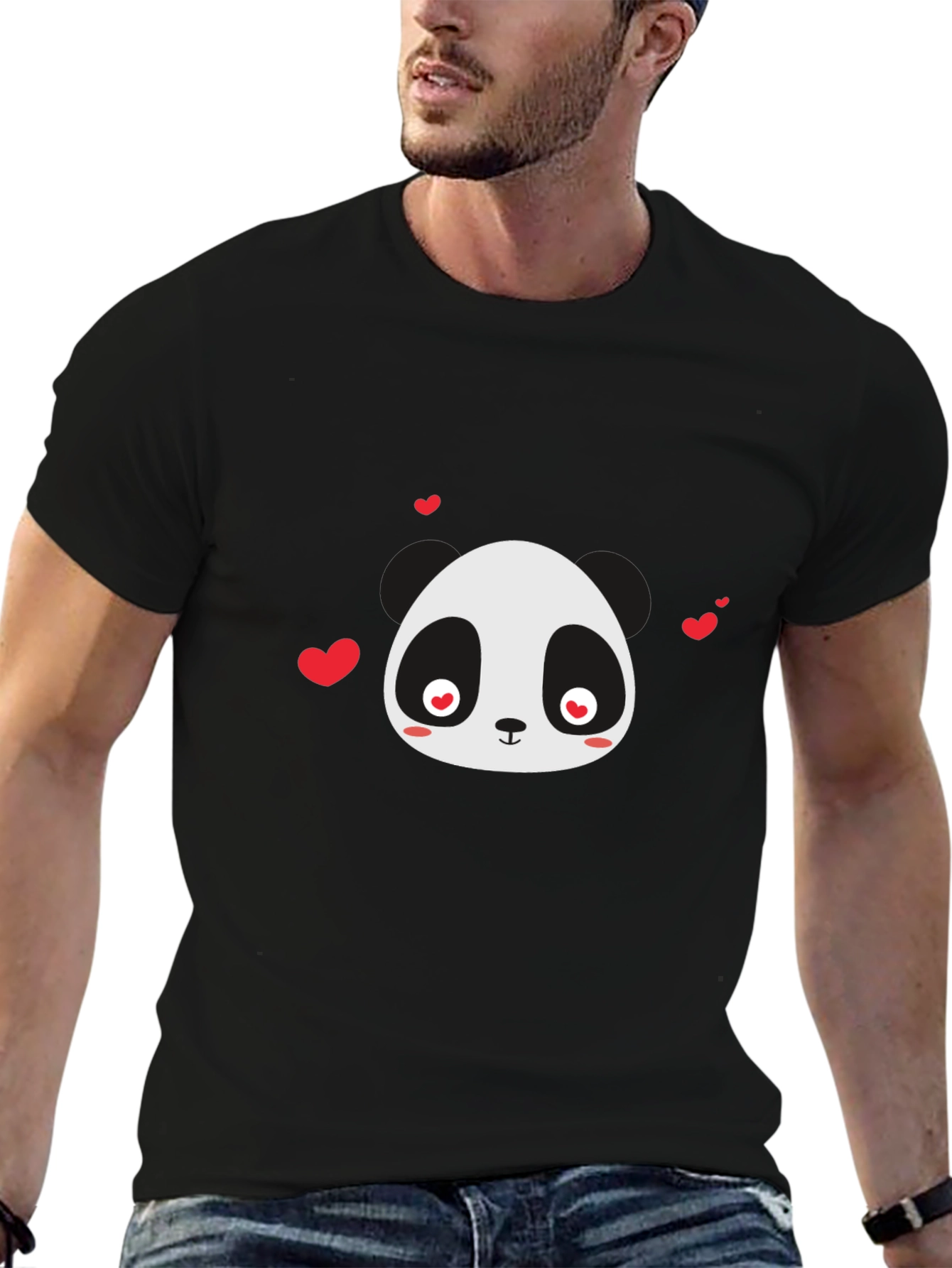 Cute Panda Love T-Shirt - Black