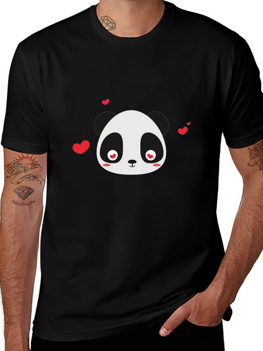 Cute Panda Love T-Shirt - Black