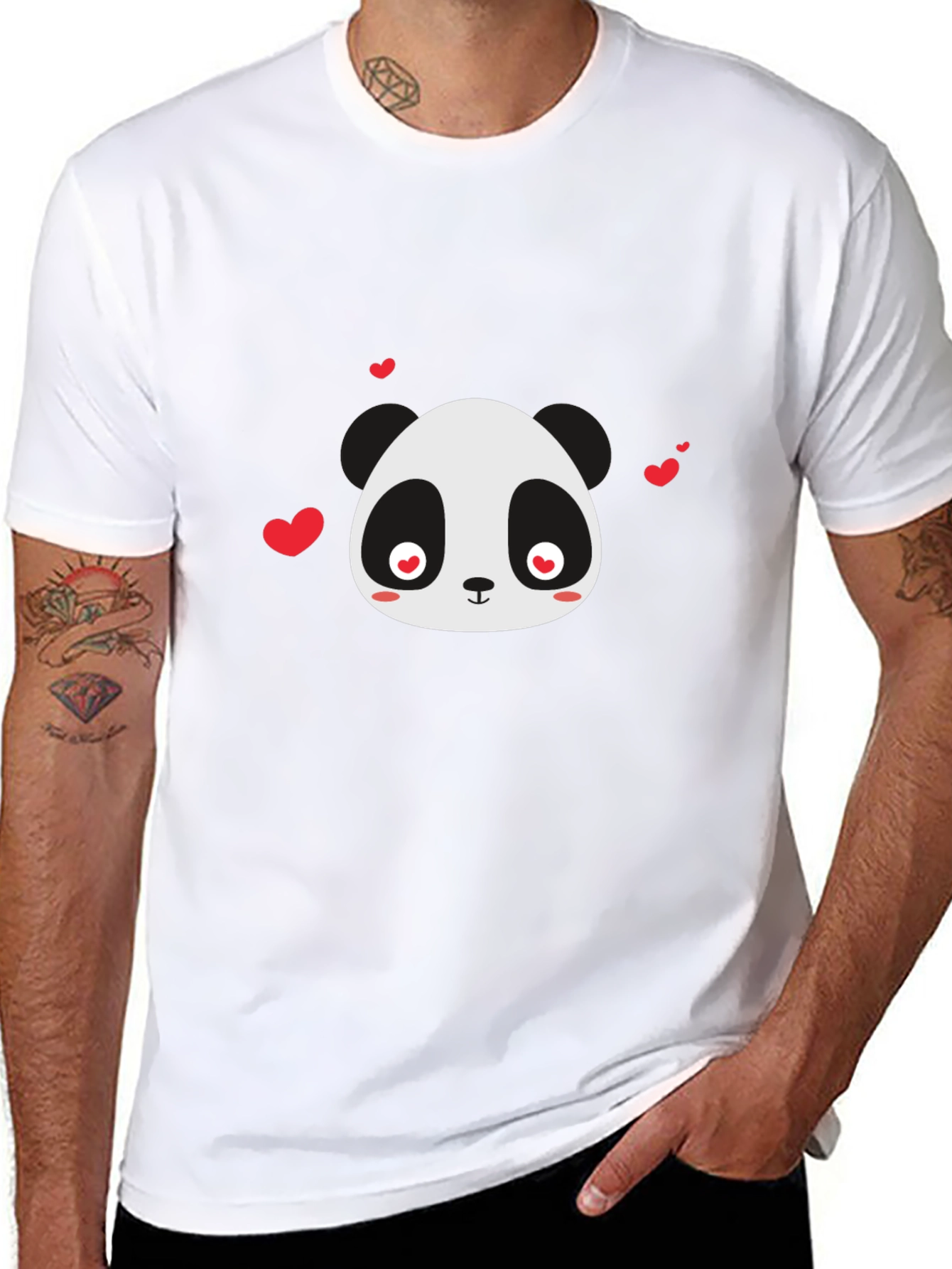 Cute Panda Love T-Shirt - Black