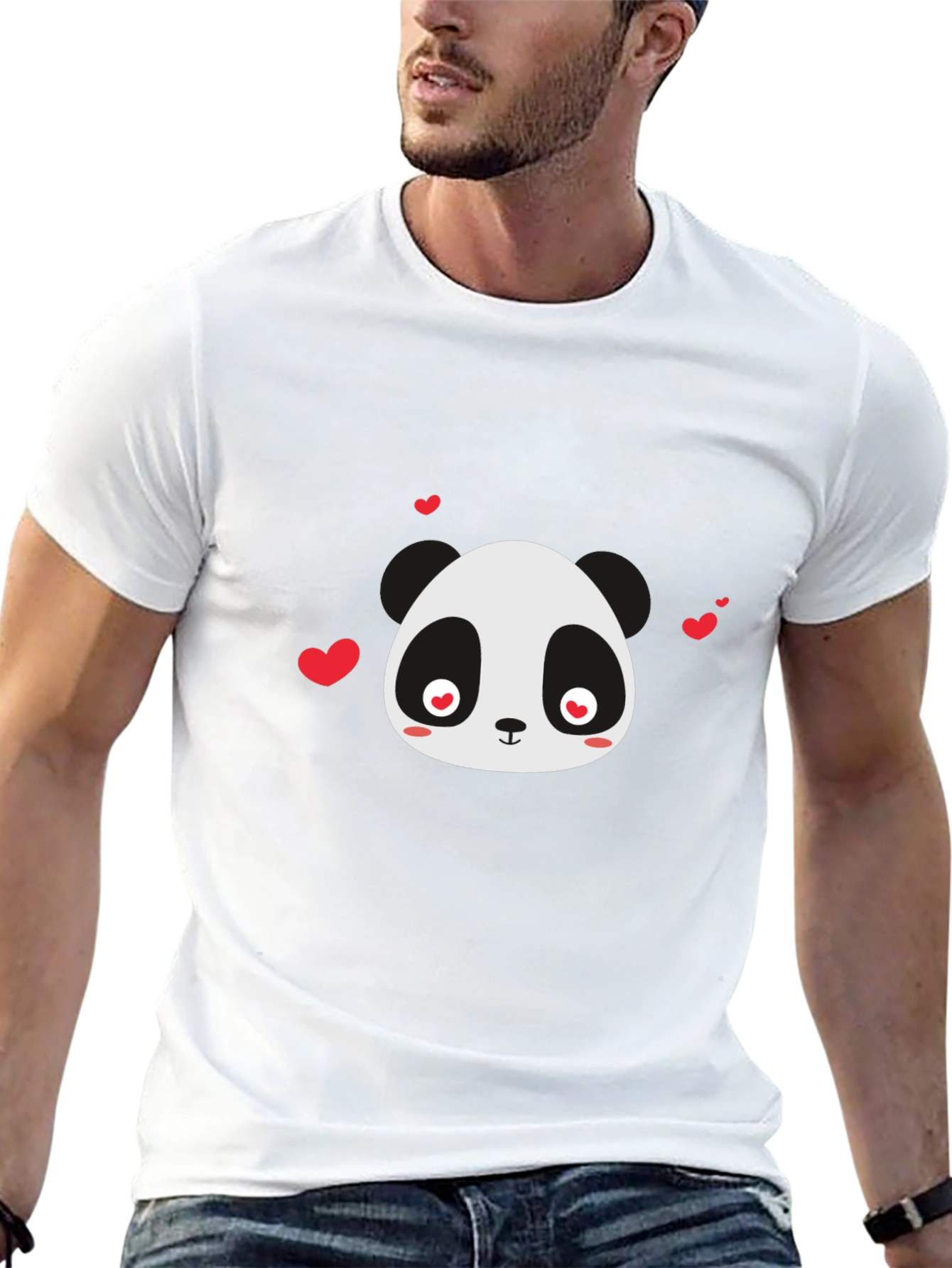 Cute Panda Love T-Shirt - Black