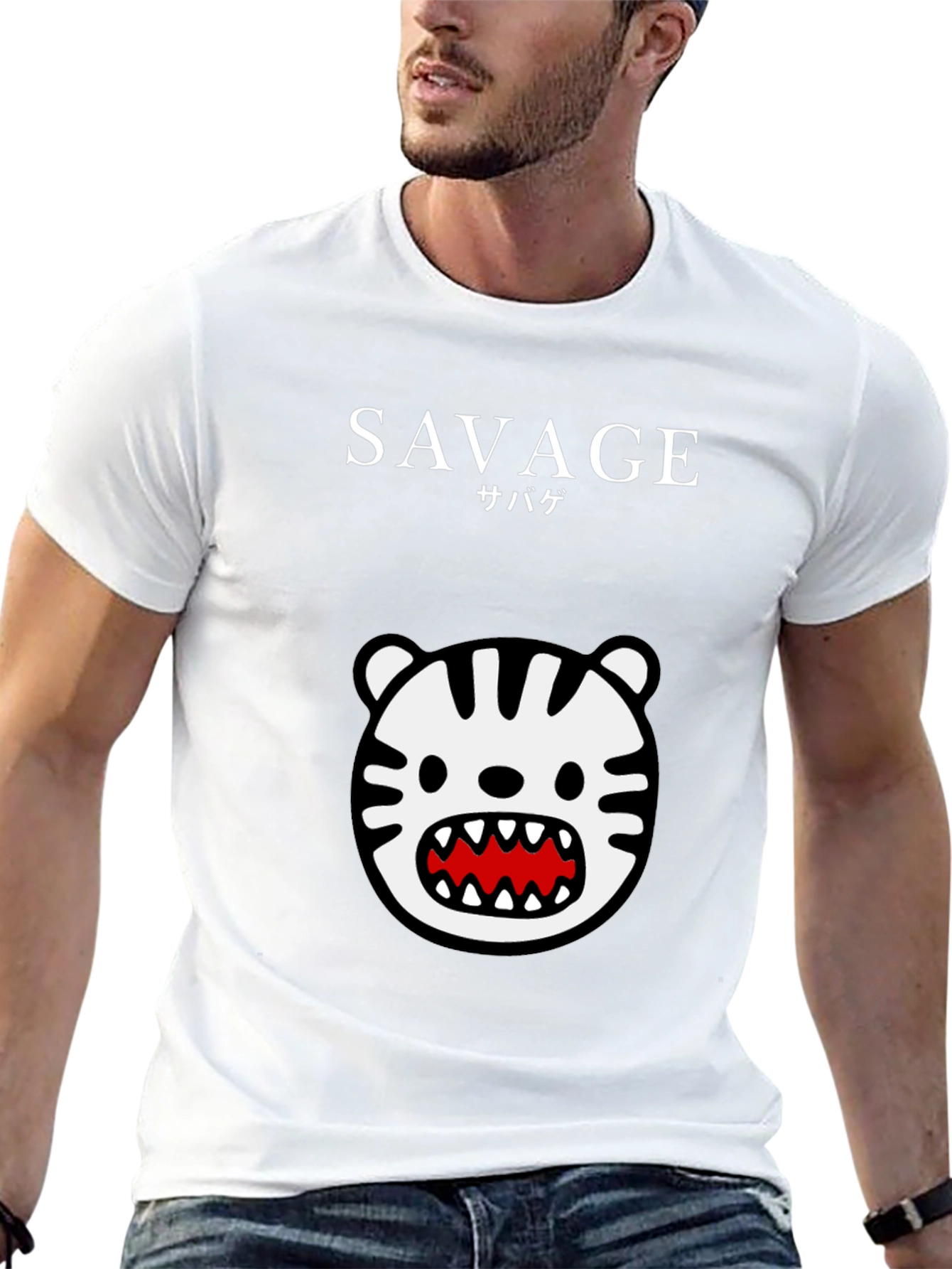 Savage Tiger Graphic Tee - Black Short Sleeve