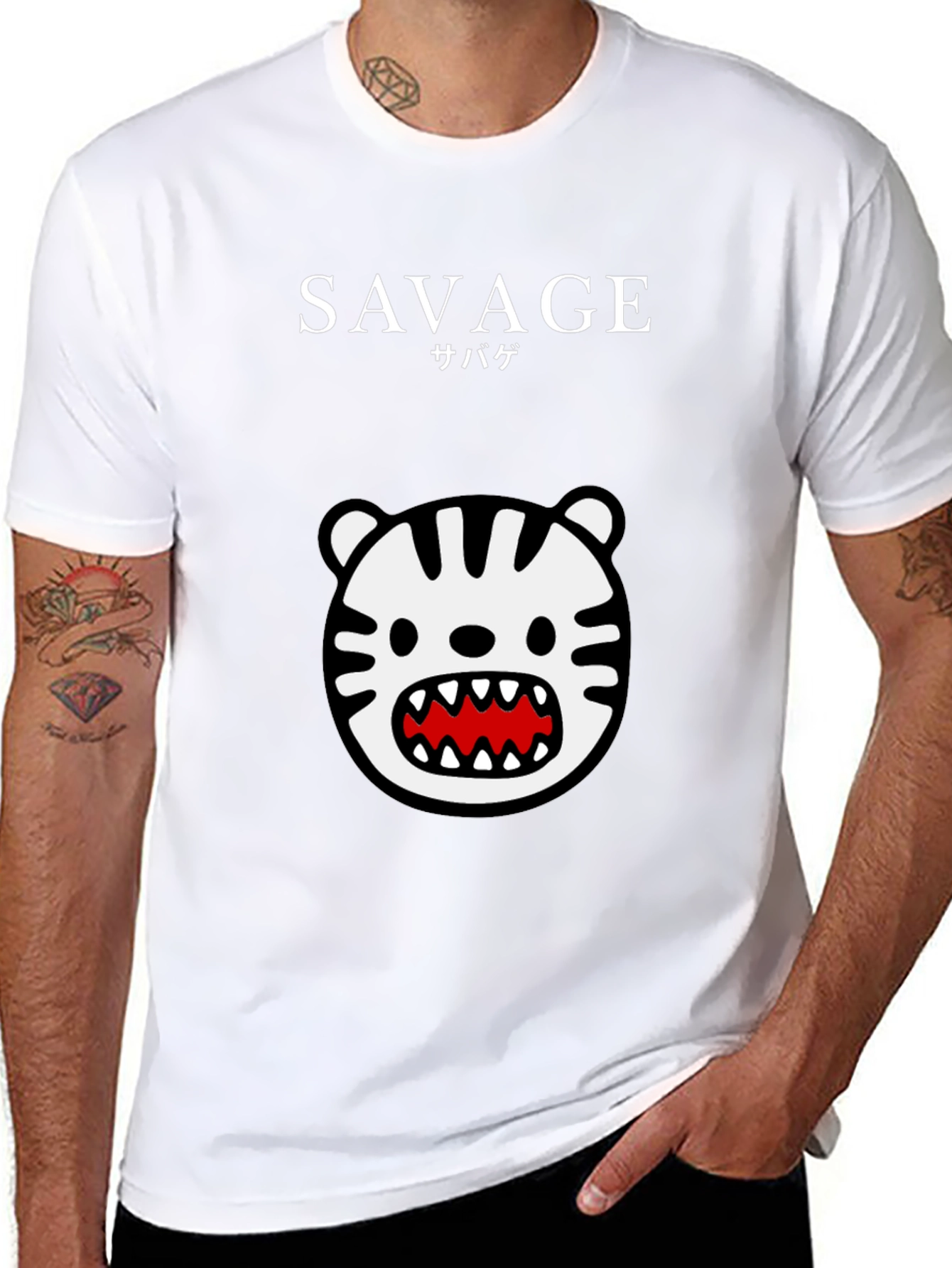 Savage Tiger Graphic Tee - Black Short Sleeve