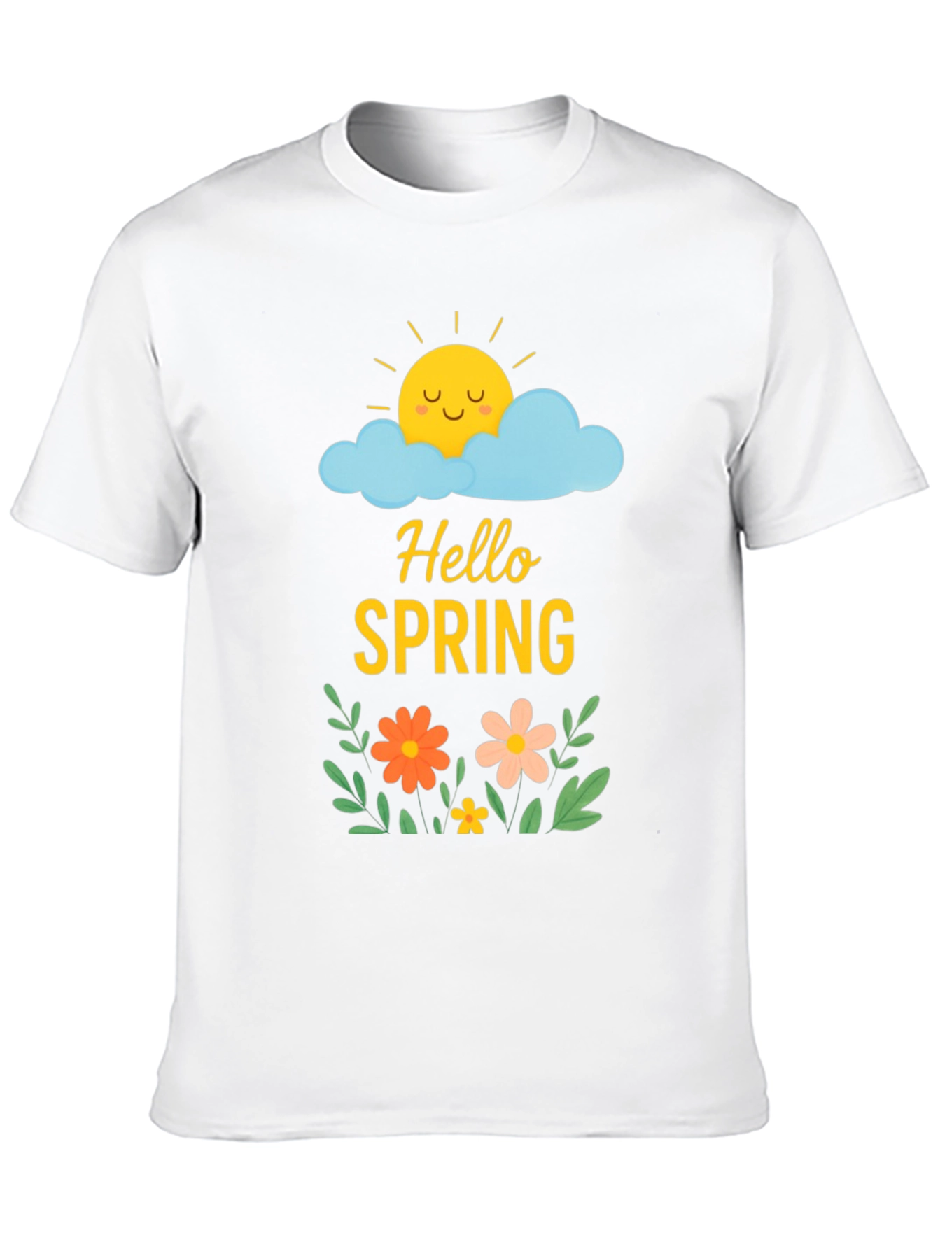 Hello Spring Graphic Tee - Black Cotton T-Shirt