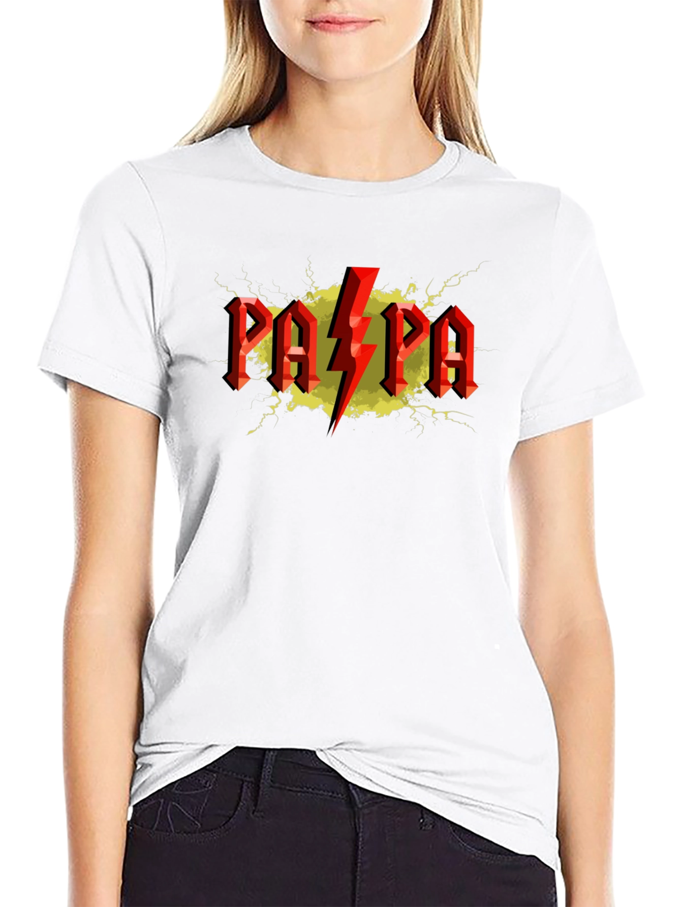 Papa AC DC Style Graphic T-Shirt - Black