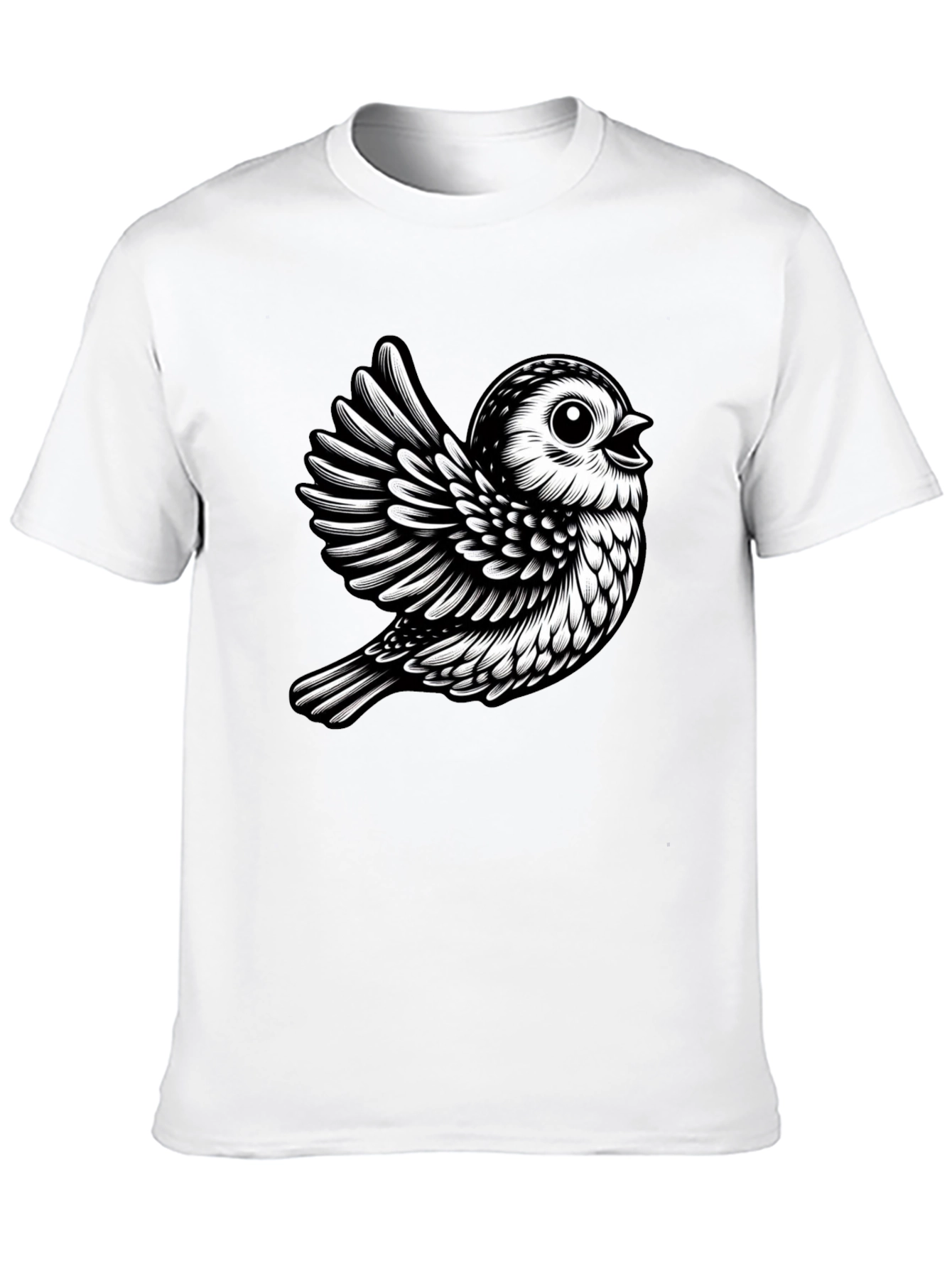 Black T-Shirt with Cute Bird Design