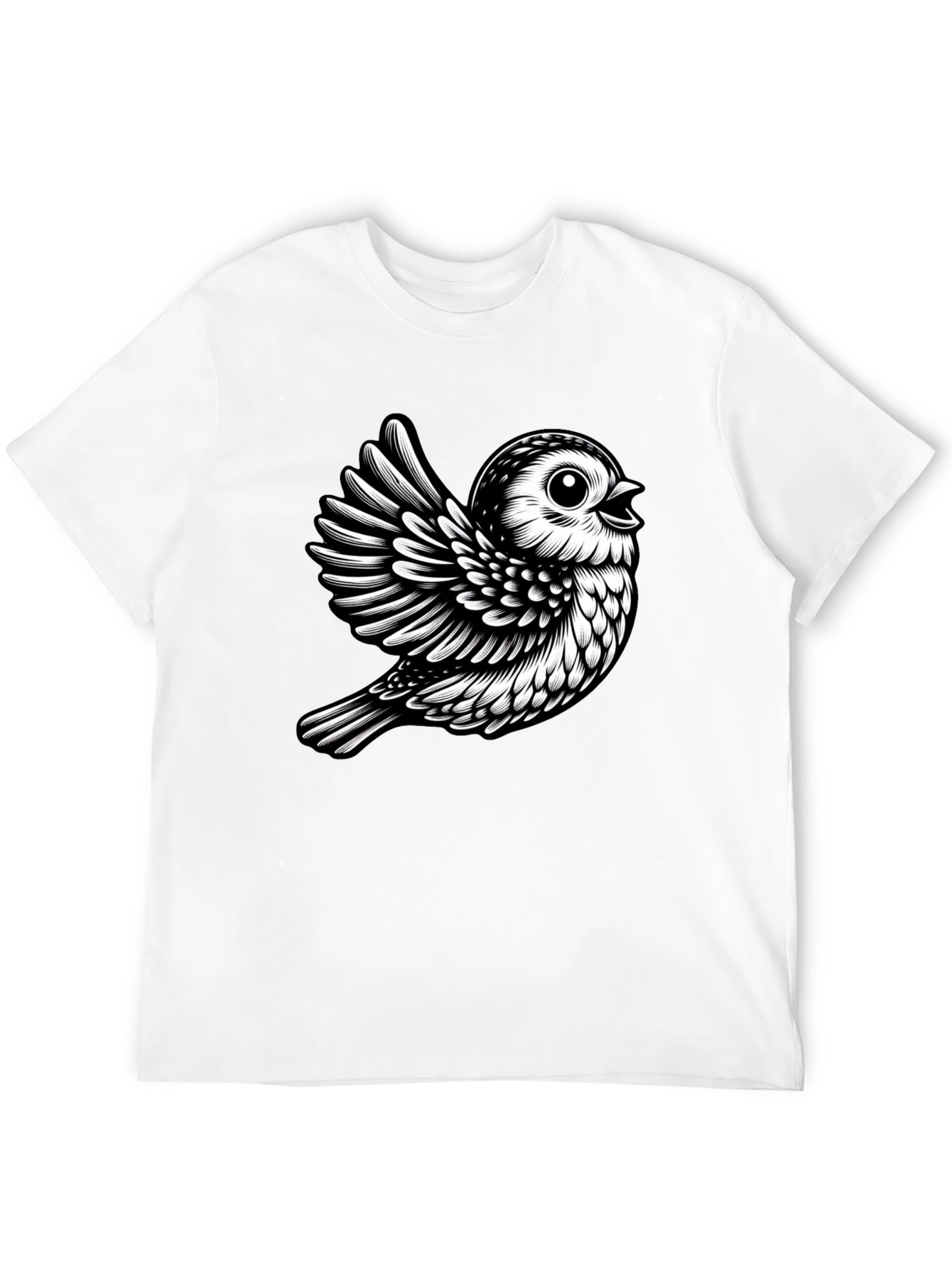 Black T-Shirt with Cute Bird Design