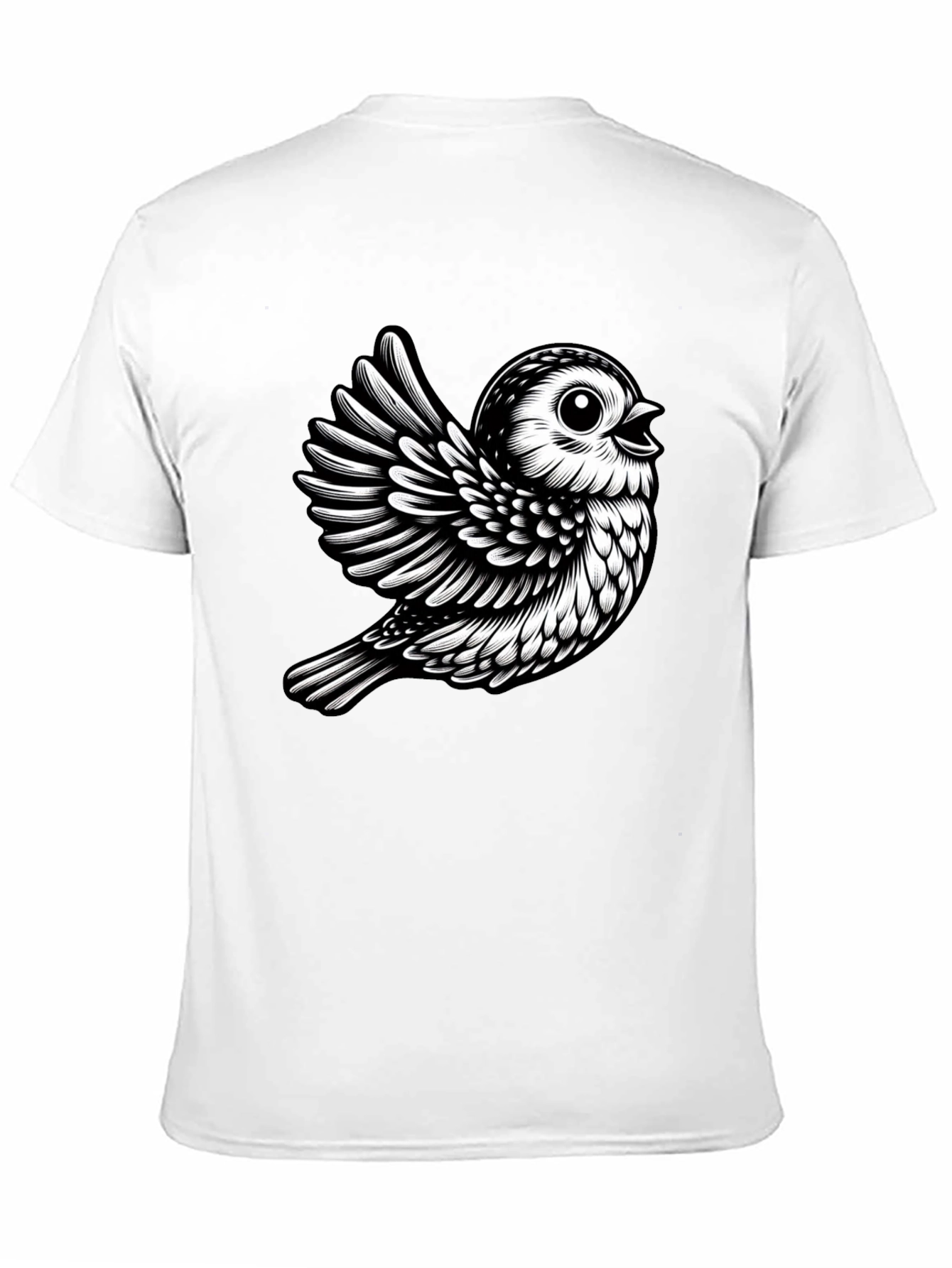 Black T-Shirt with Cute Bird Design