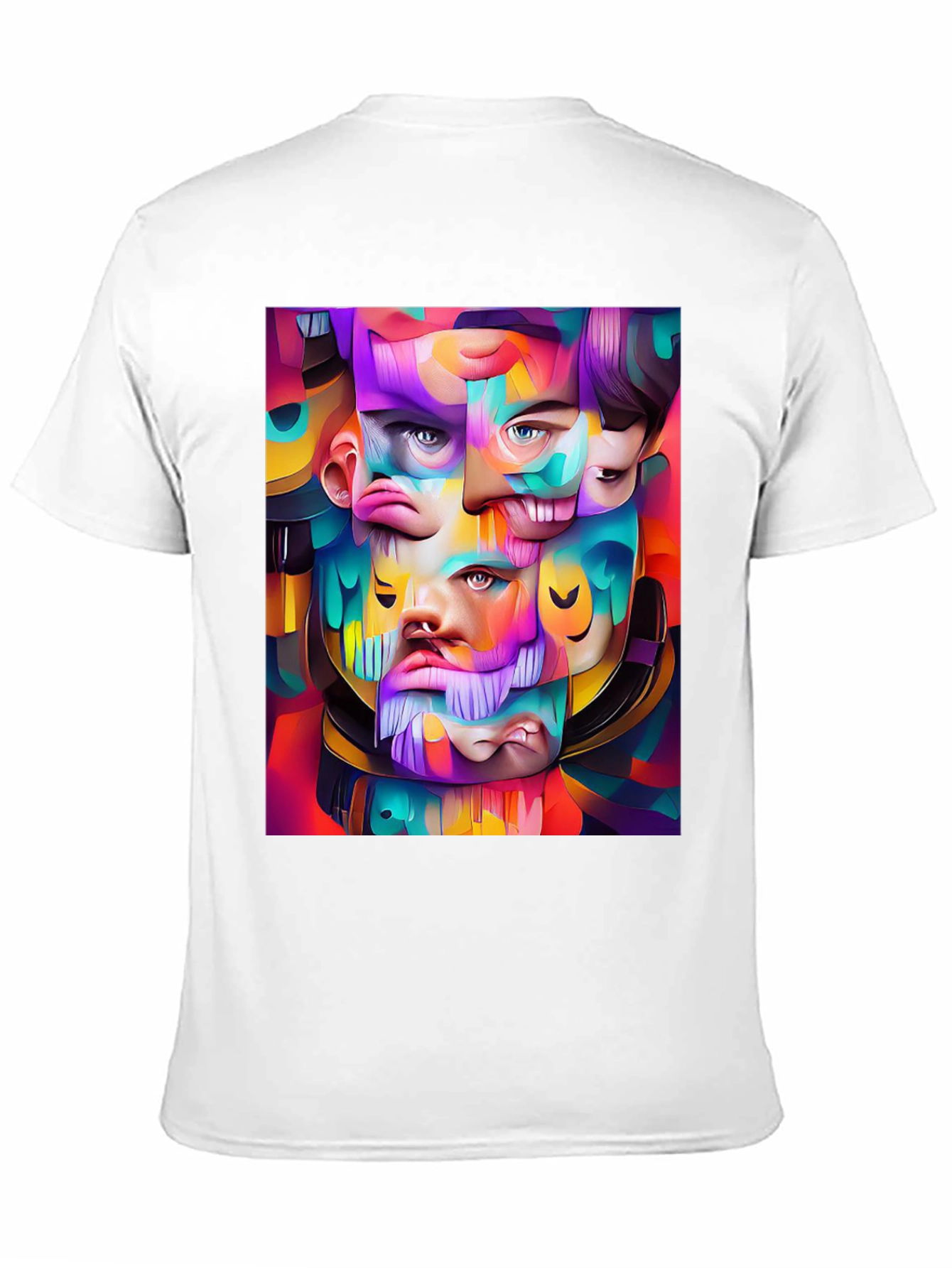 Abstract Face Art Graphic Print Black T-Shirt