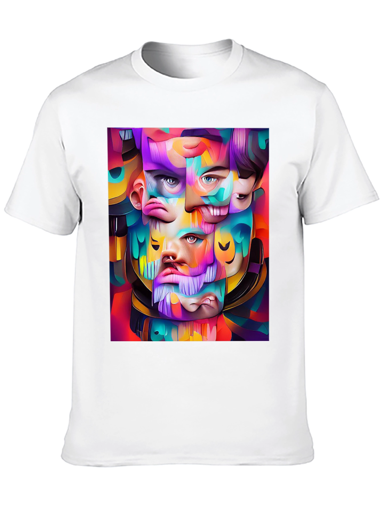 Abstract Face Art Graphic Print Black T-Shirt