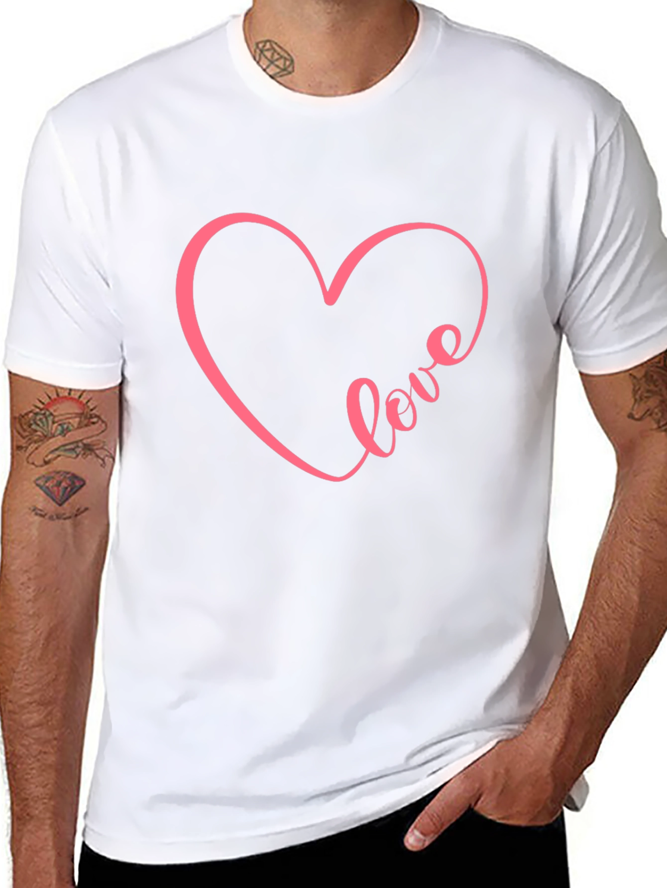 Love Heart Graphic Tee - Casual Black T-Shirt