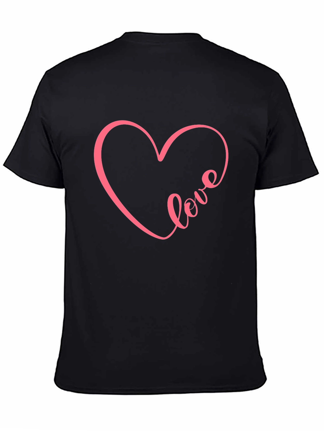 Love Heart Graphic Tee - Casual Black T-Shirt