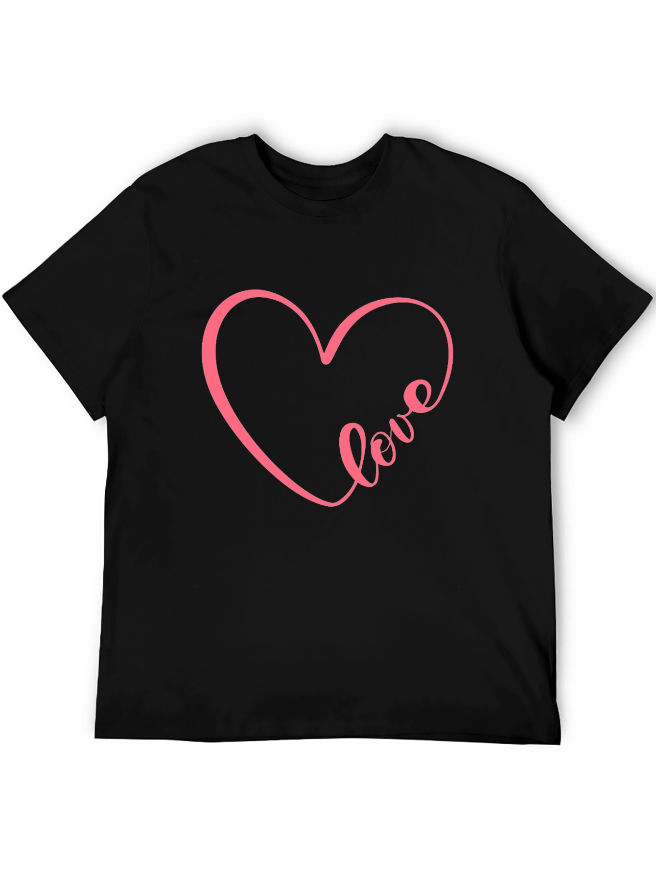 Love Heart Graphic Tee - Casual Black T-Shirt