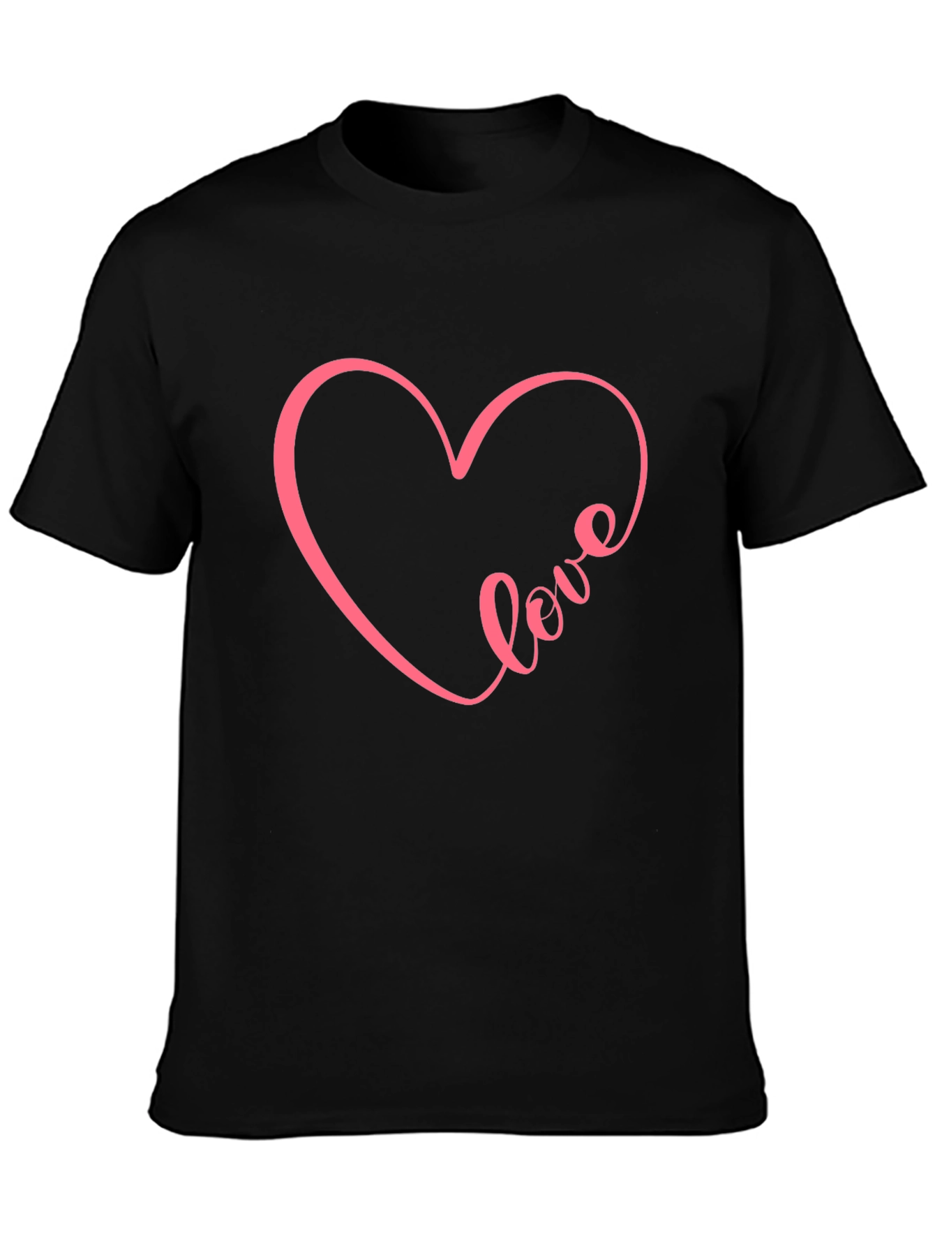 Love Heart Graphic Tee - Casual Black T-Shirt
