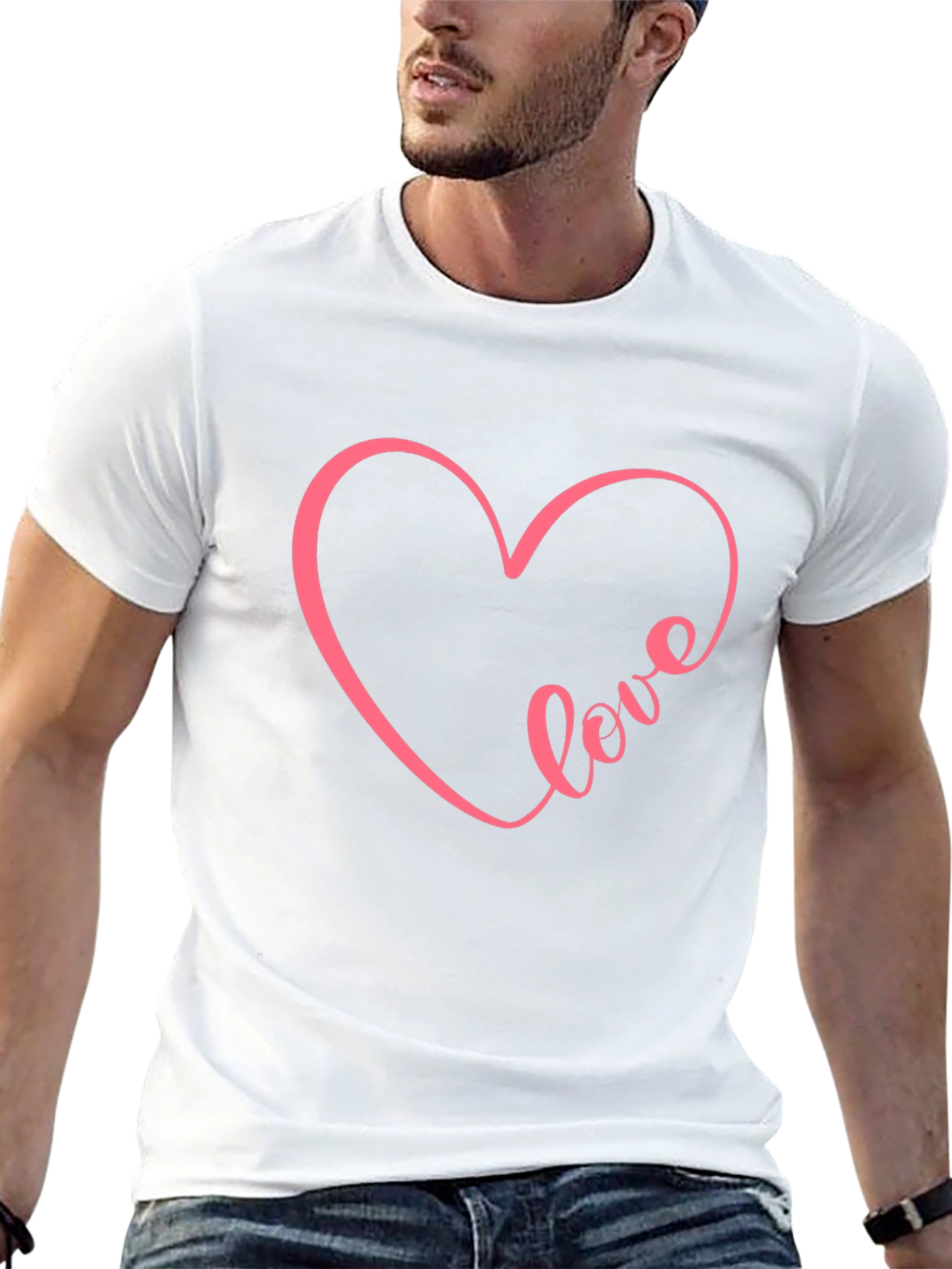 Love Heart Graphic Tee - Casual Black T-Shirt