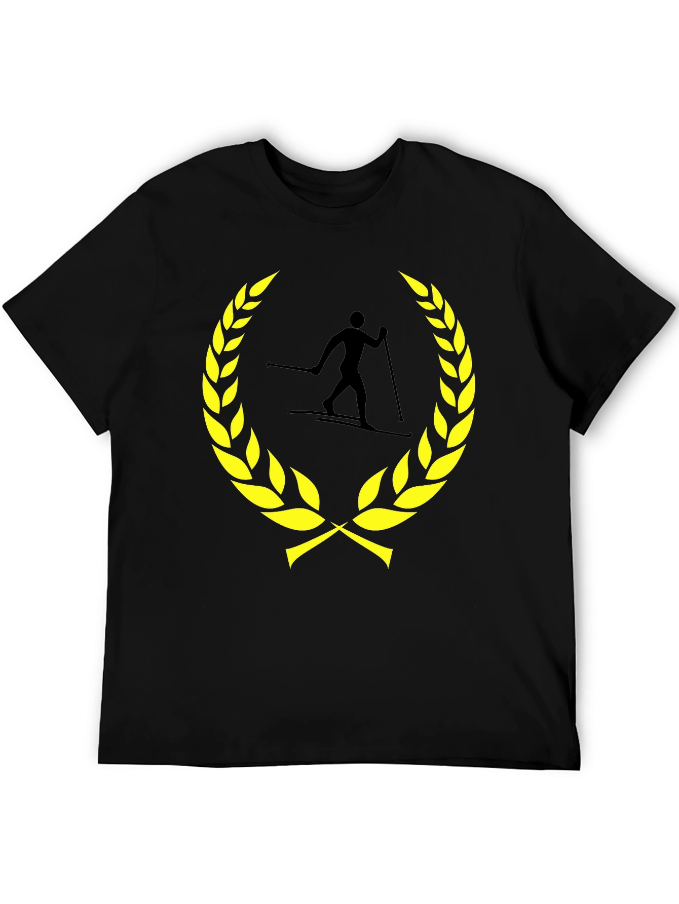 Skiing Champion T-Shirt - Black Cotton Blend Tee