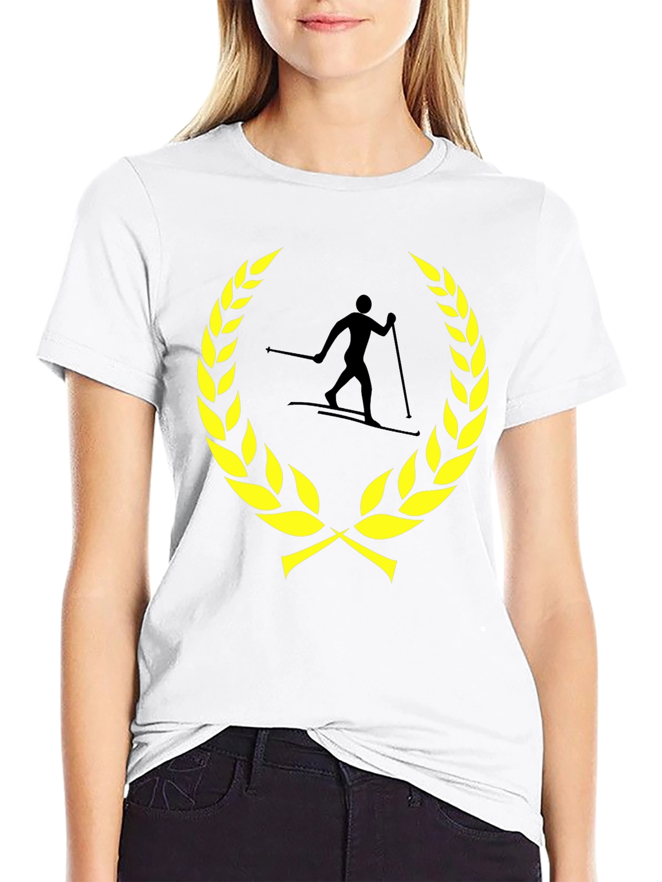 Skiing Champion T-Shirt - Black Cotton Blend Tee