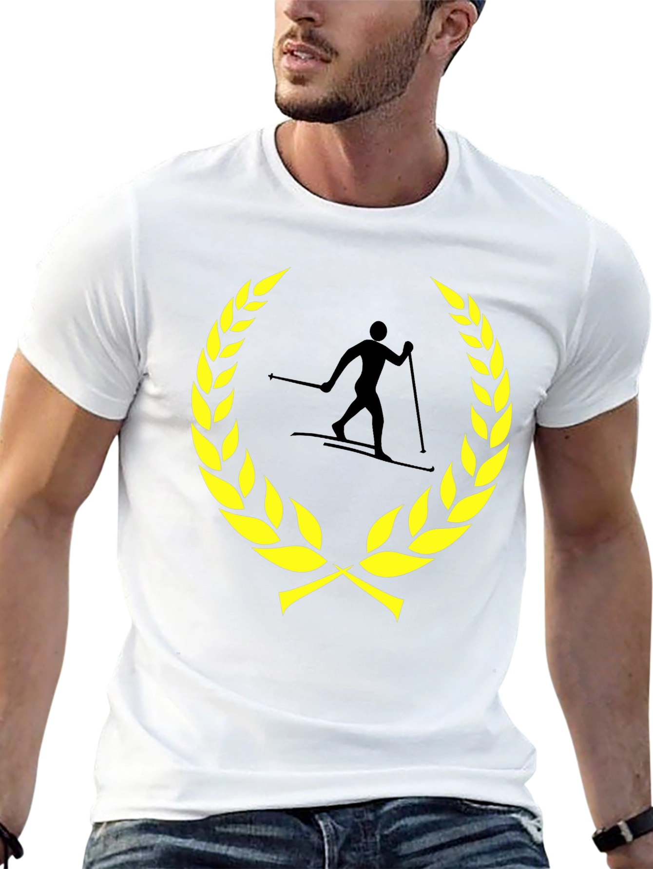 Skiing Champion T-Shirt - Black Cotton Blend Tee