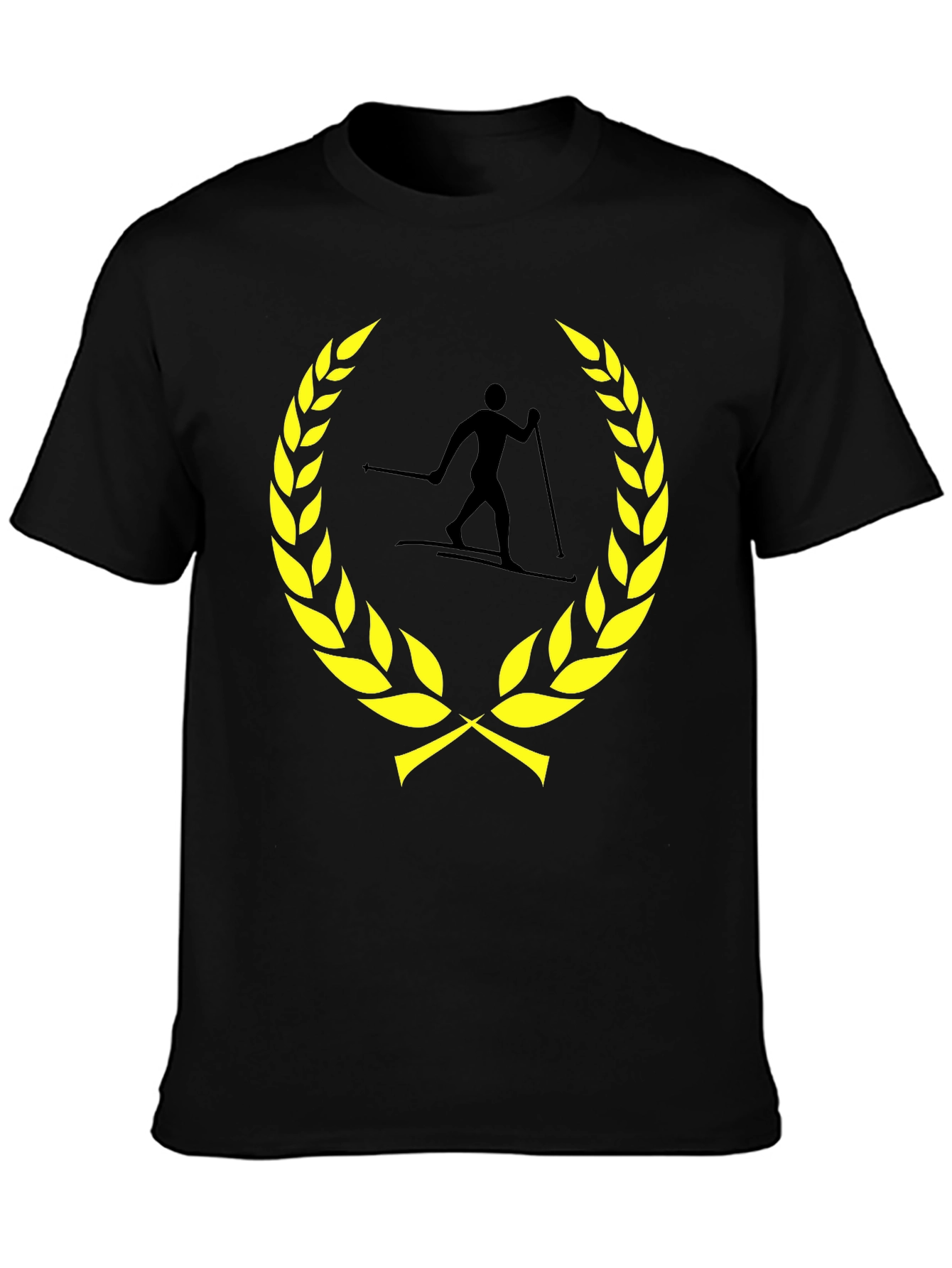 Skiing Champion T-Shirt - Black Cotton Blend Tee