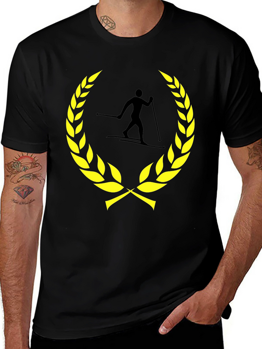Skiing Champion T-Shirt - Black Cotton Blend Tee