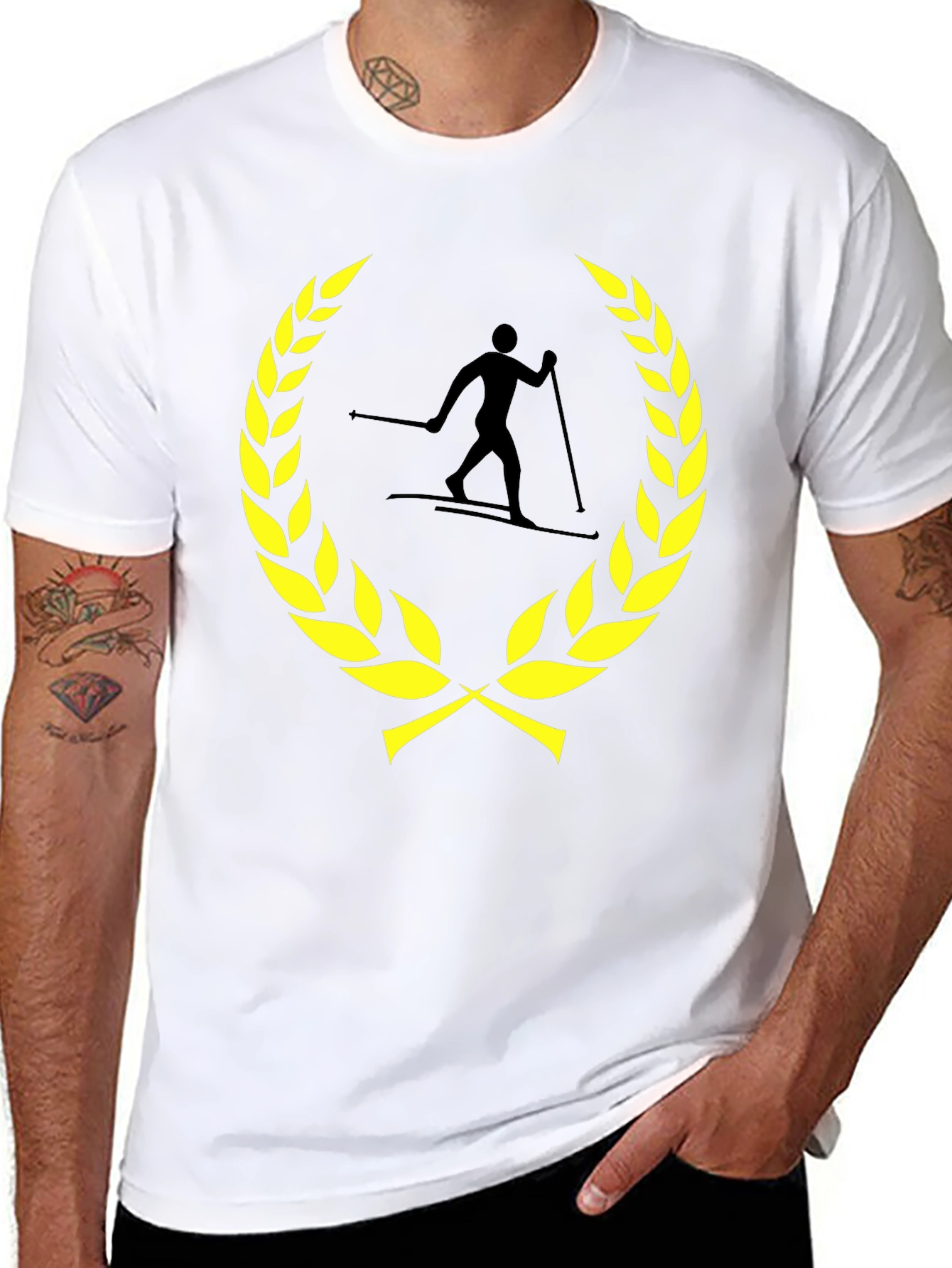 Skiing Champion T-Shirt - Black Cotton Blend Tee
