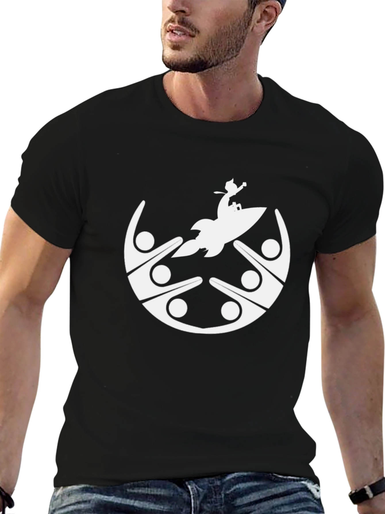 Graphic Tee: Community Rocket Black T-Shirt