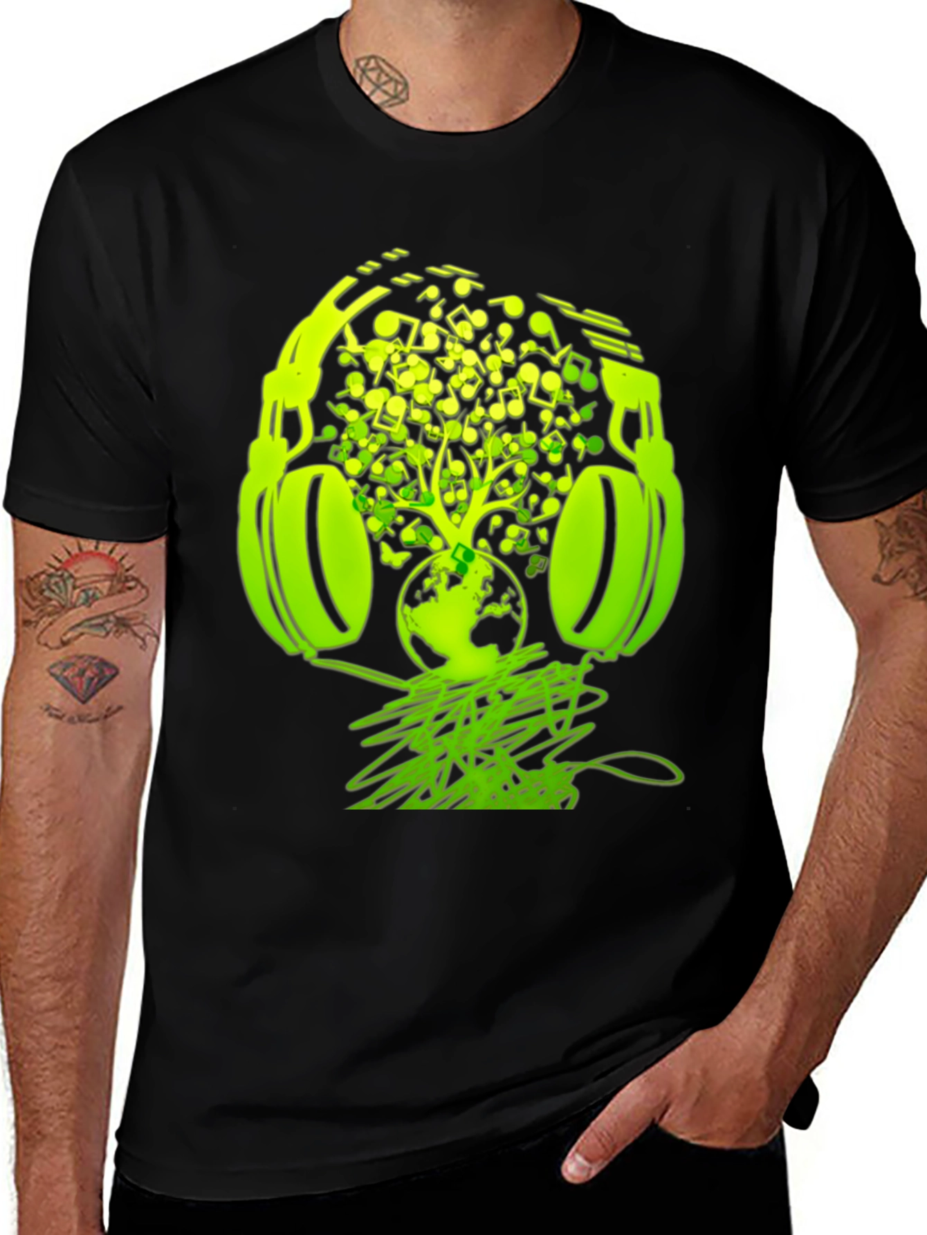 Earth Beats T-Shirt: Music Headphones Graphic Tee