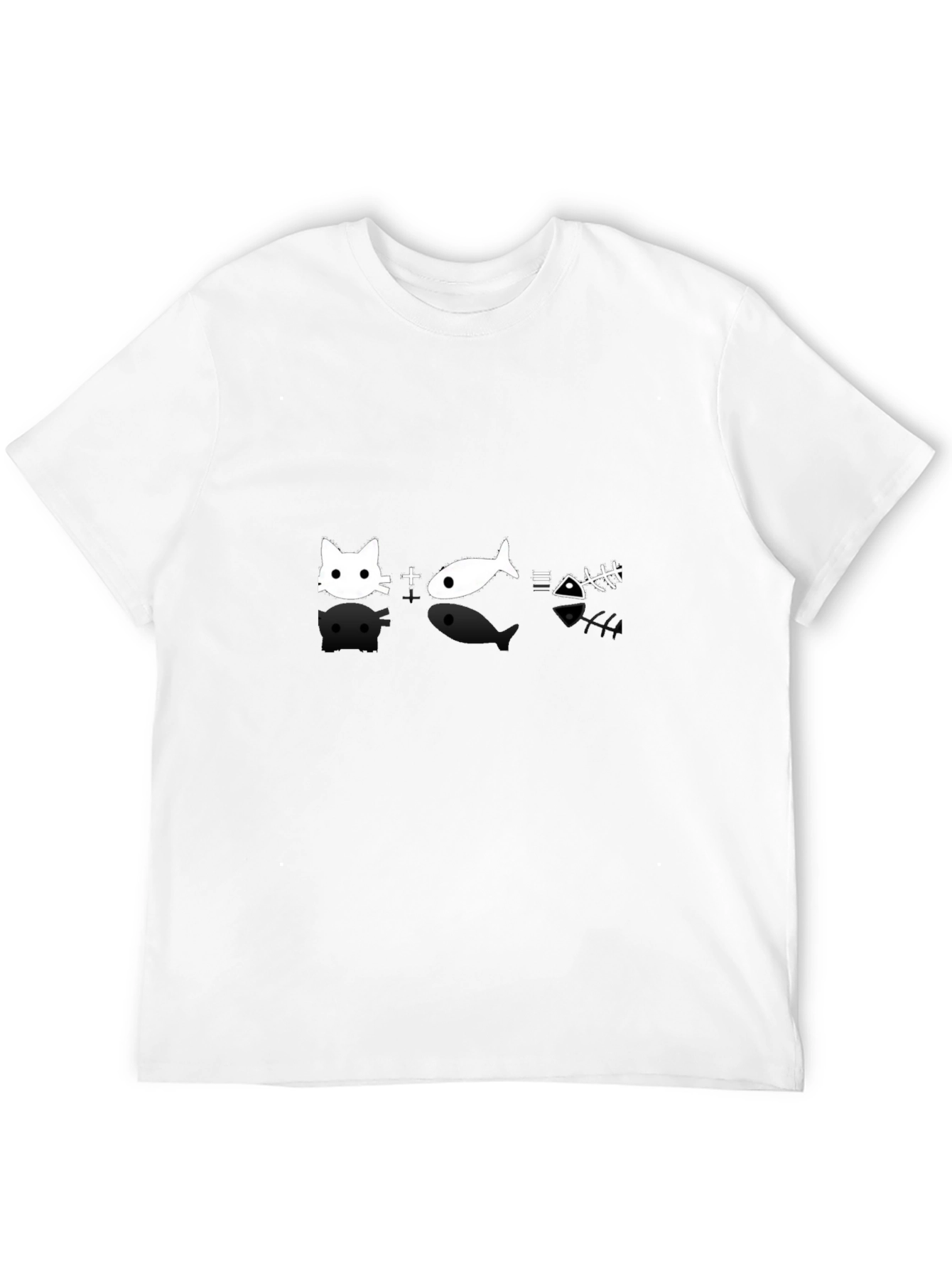 Cat + Fish = Bones Black T-Shirt