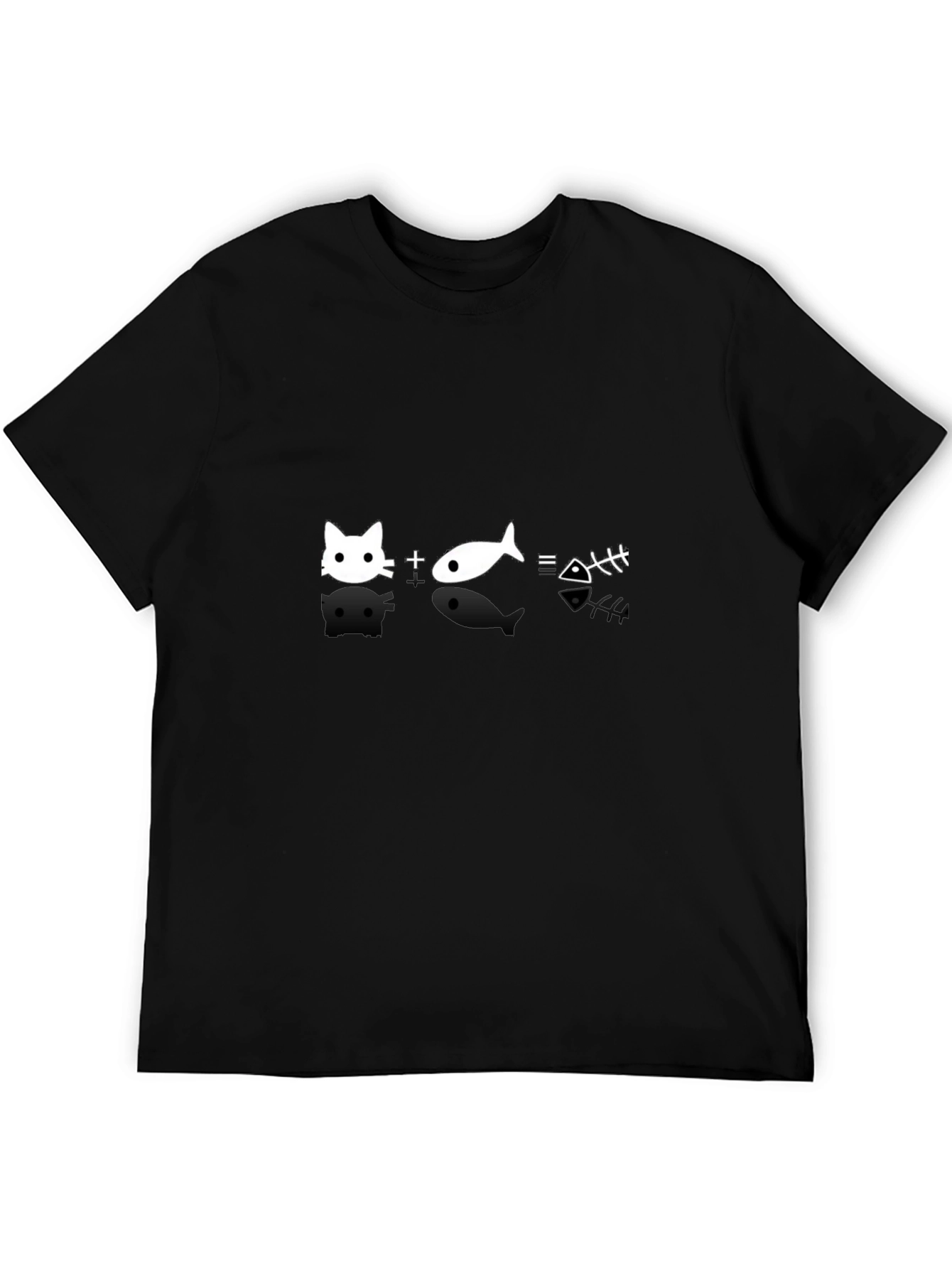 Cat + Fish = Bones Black T-Shirt