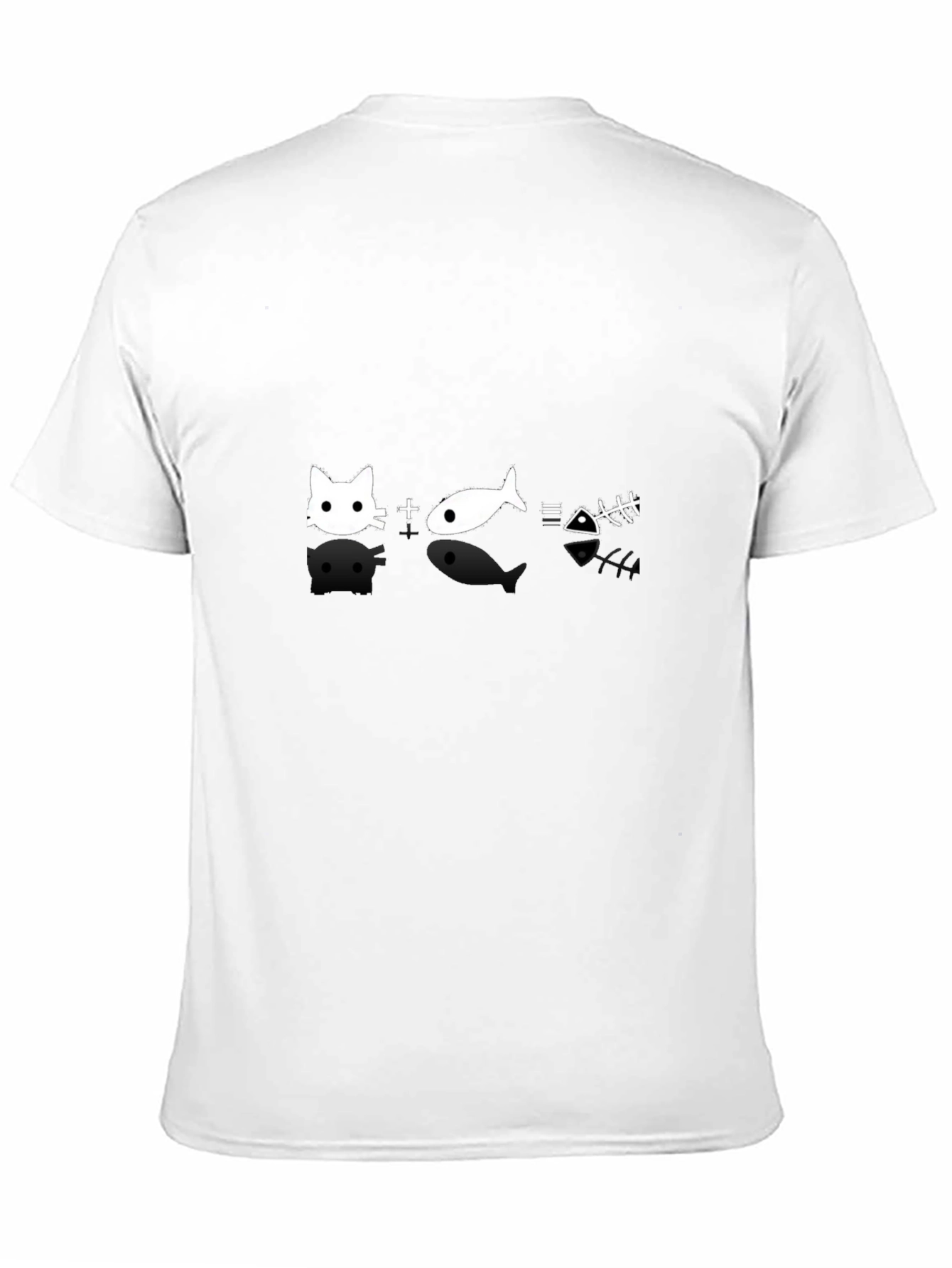 Cat + Fish = Bones Black T-Shirt