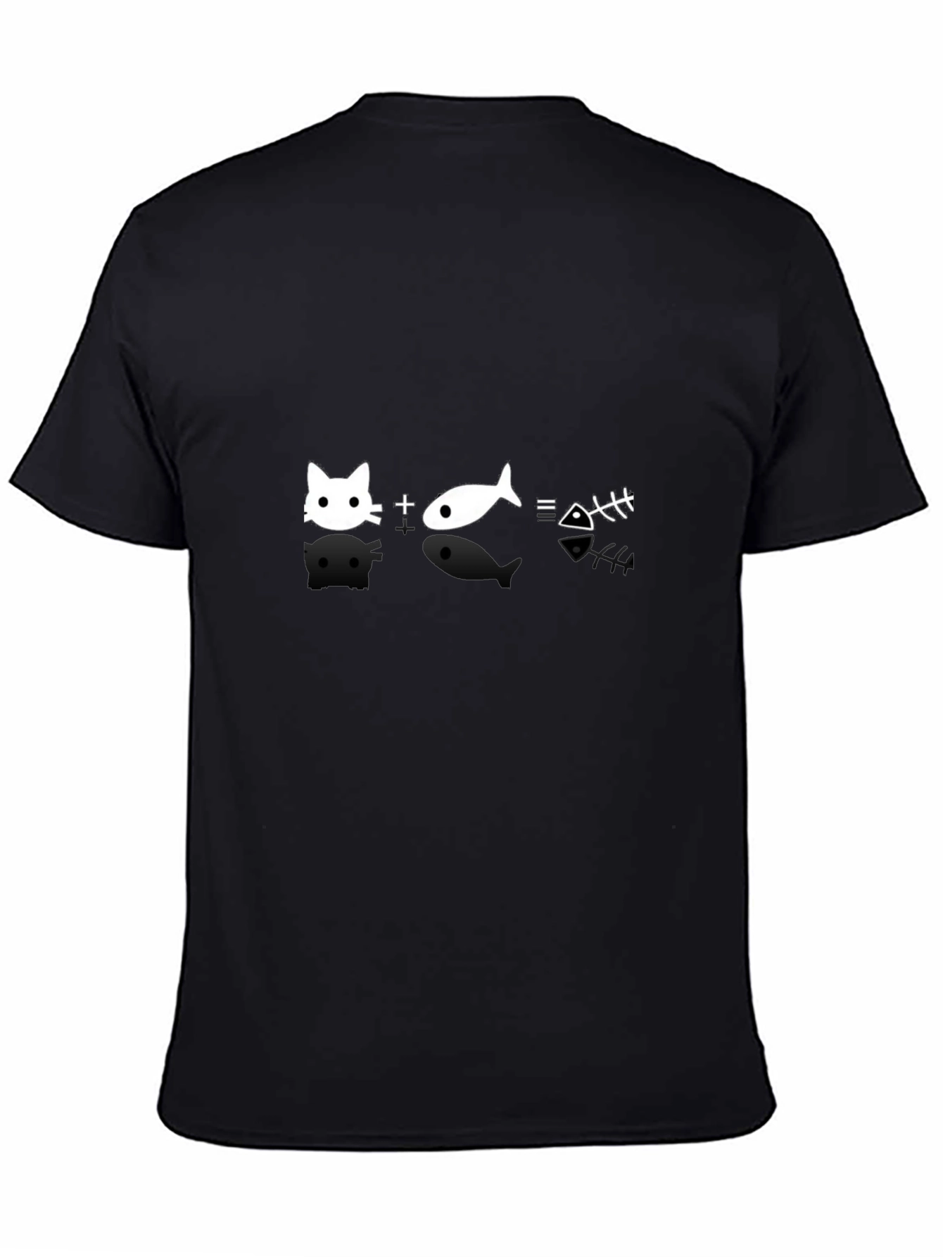 Cat + Fish = Bones Black T-Shirt