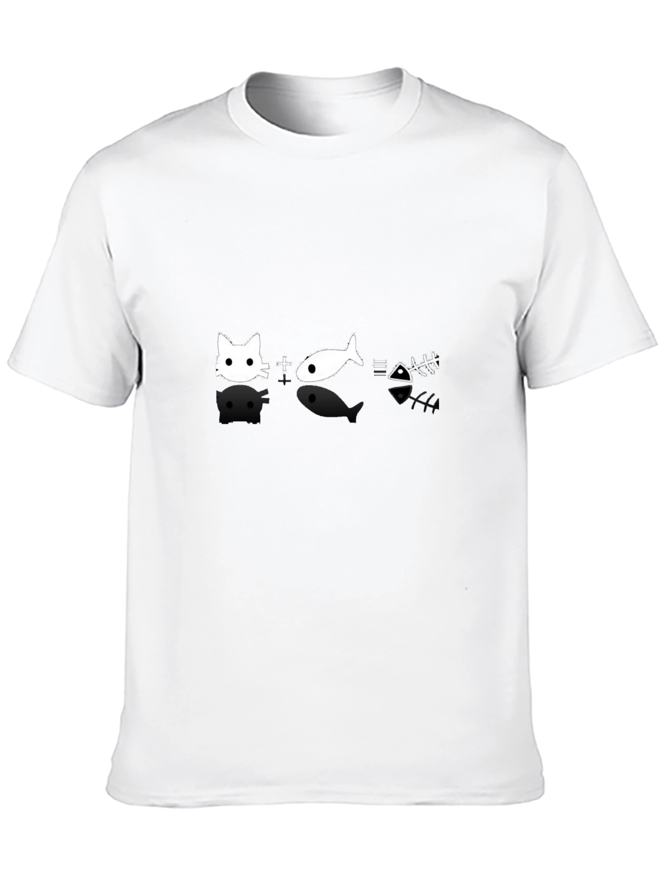 Cat + Fish = Bones Black T-Shirt