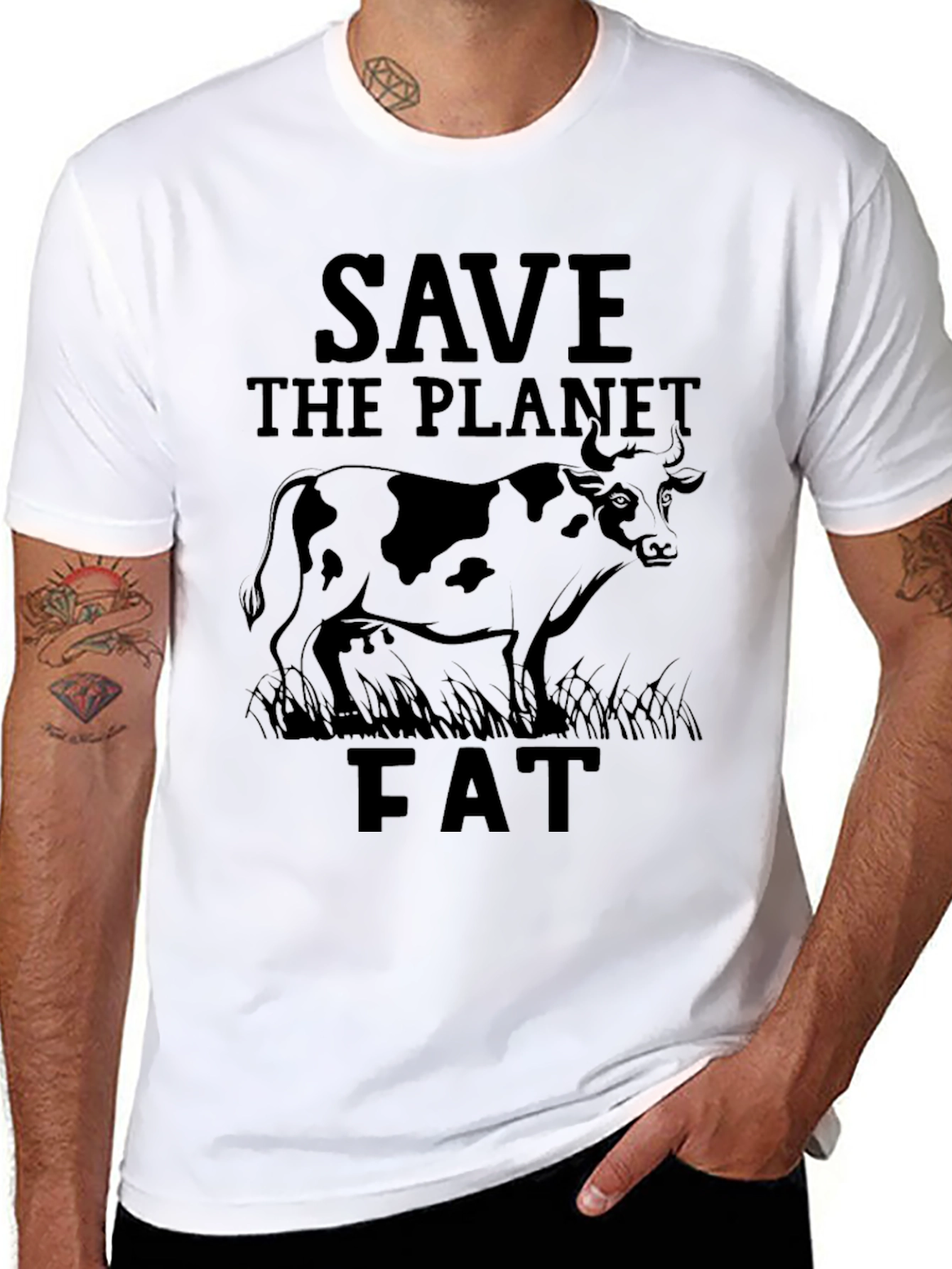 Save The Planet Fat Cow Graphic Tee